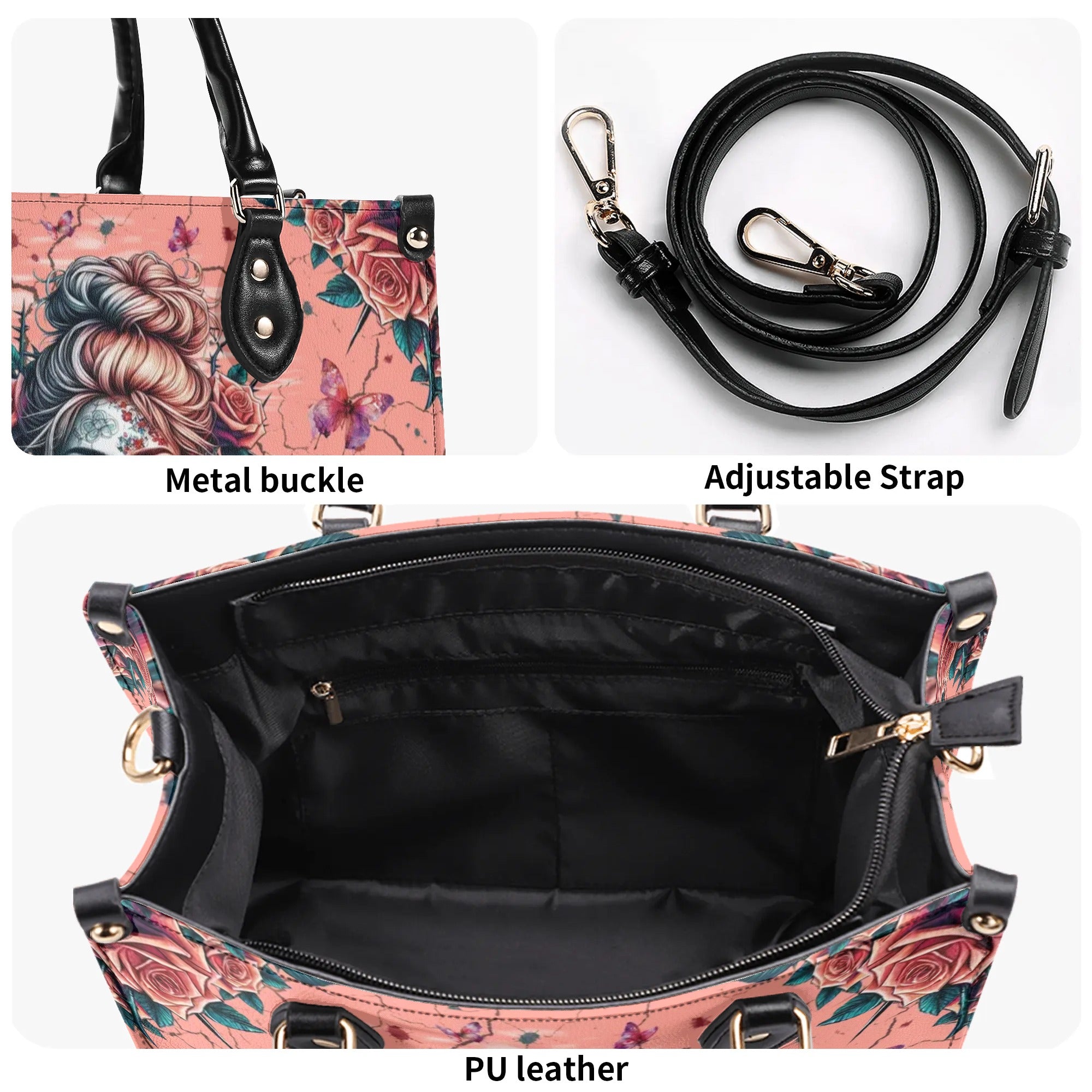 SKULL LADY ROSE LEATHER HANDBAG - TLPQ2208244