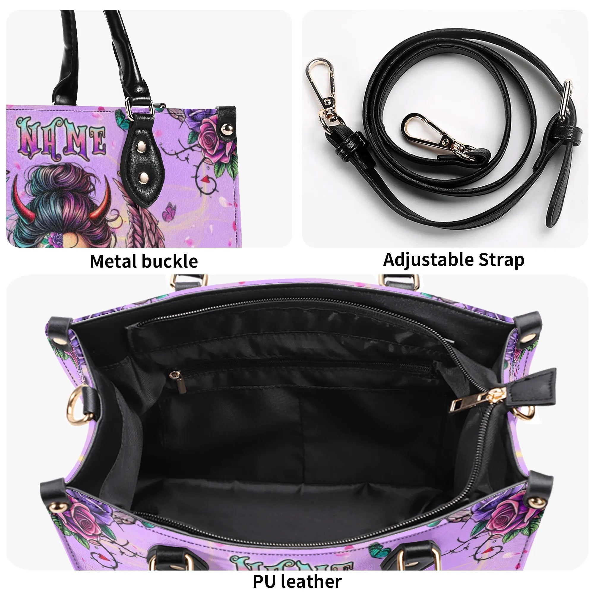 SKULL LADY WITH WINGS SKULL LEATHER HANDBAG - TLPQ0301243