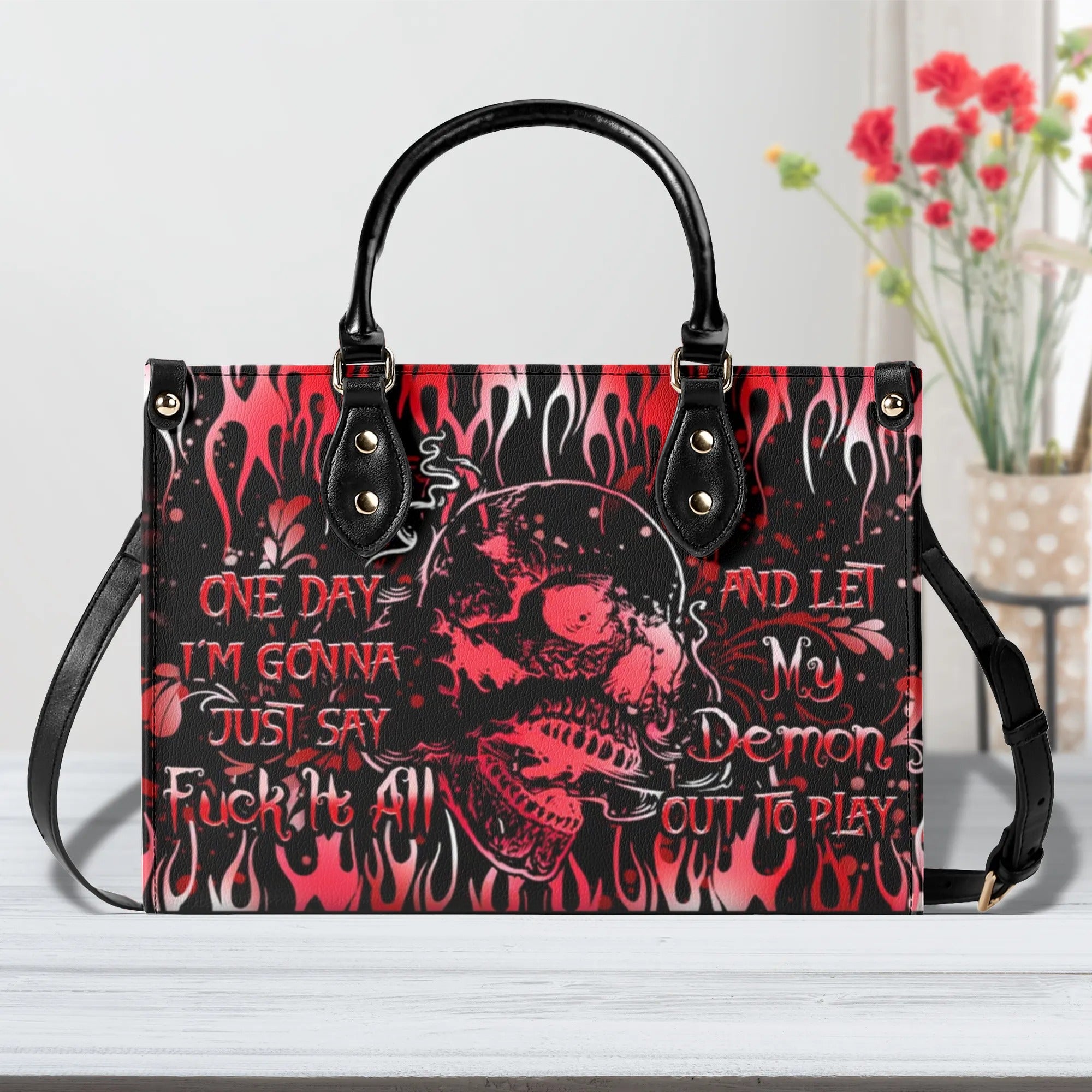 ONE DAY I'M GONNA JUST SAY LEATHER HANDBAG - YHHN0310244