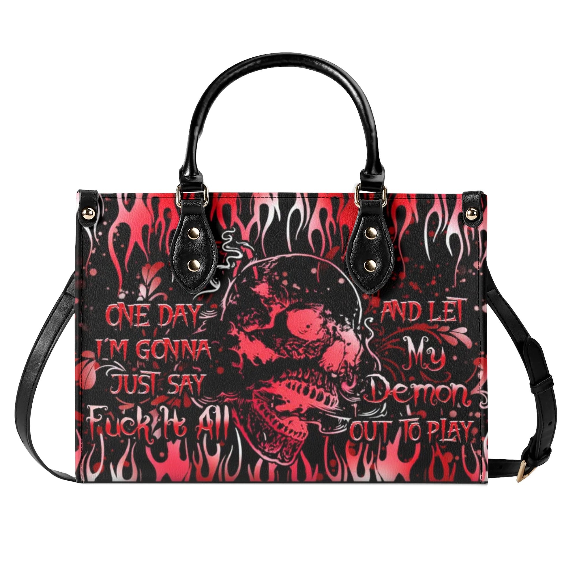 ONE DAY I'M GONNA JUST SAY LEATHER HANDBAG - YHHN0310244