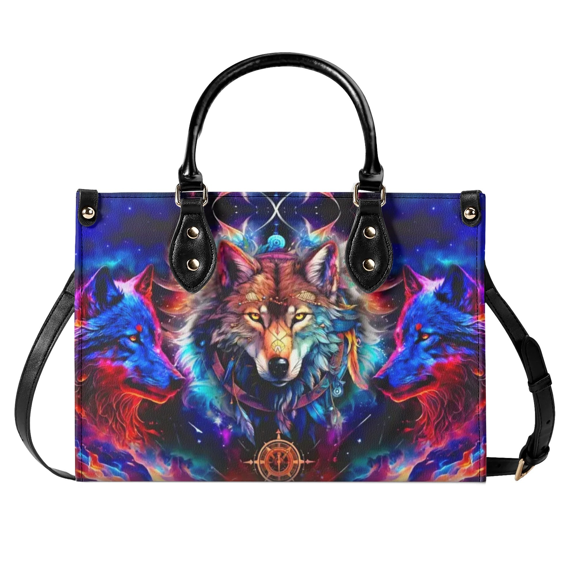 THREE WOLVES LEATHER HANDBAG - YHHG0210244