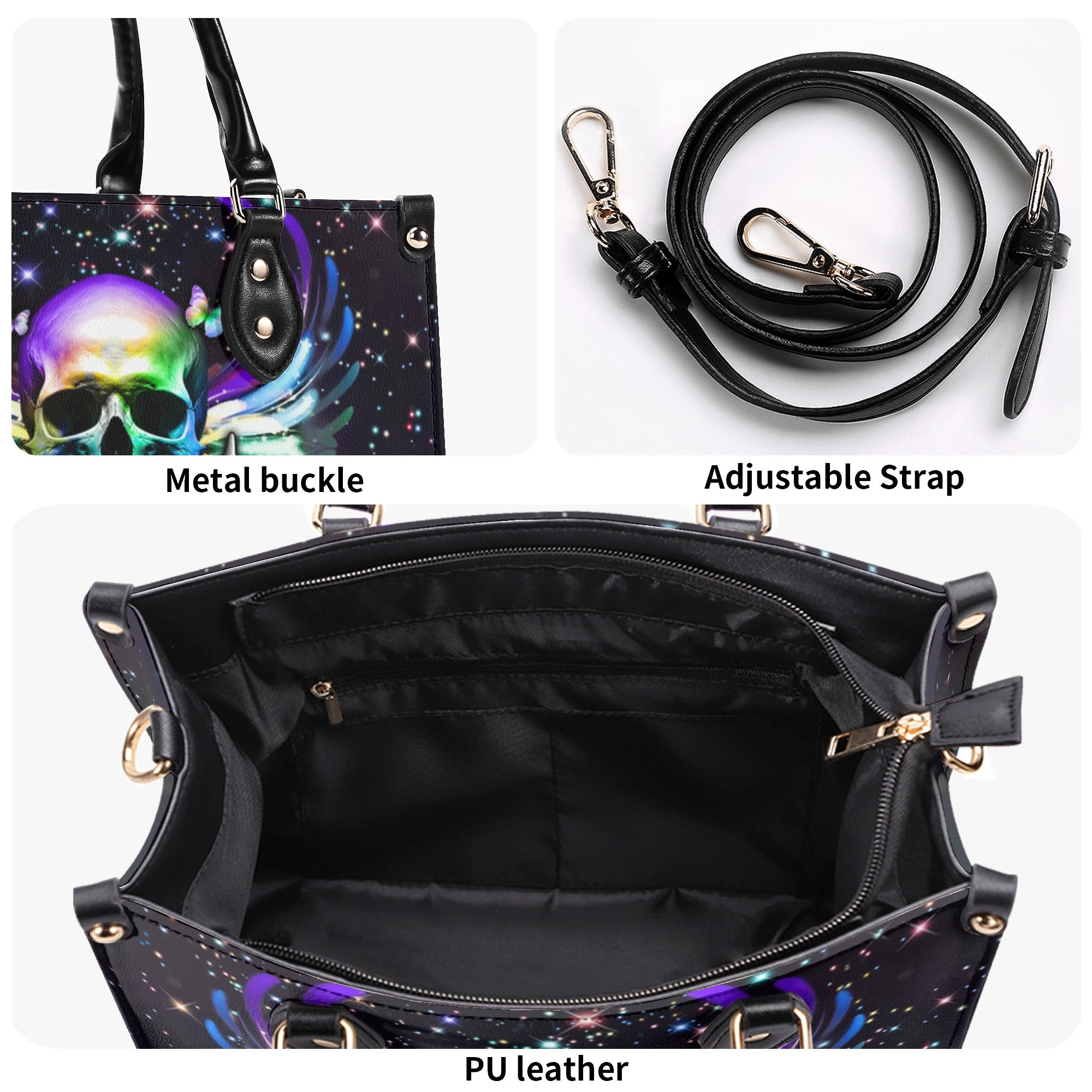 COLOFUL SKULL WINGS LEATHER HANDBAG - YHLN2711244