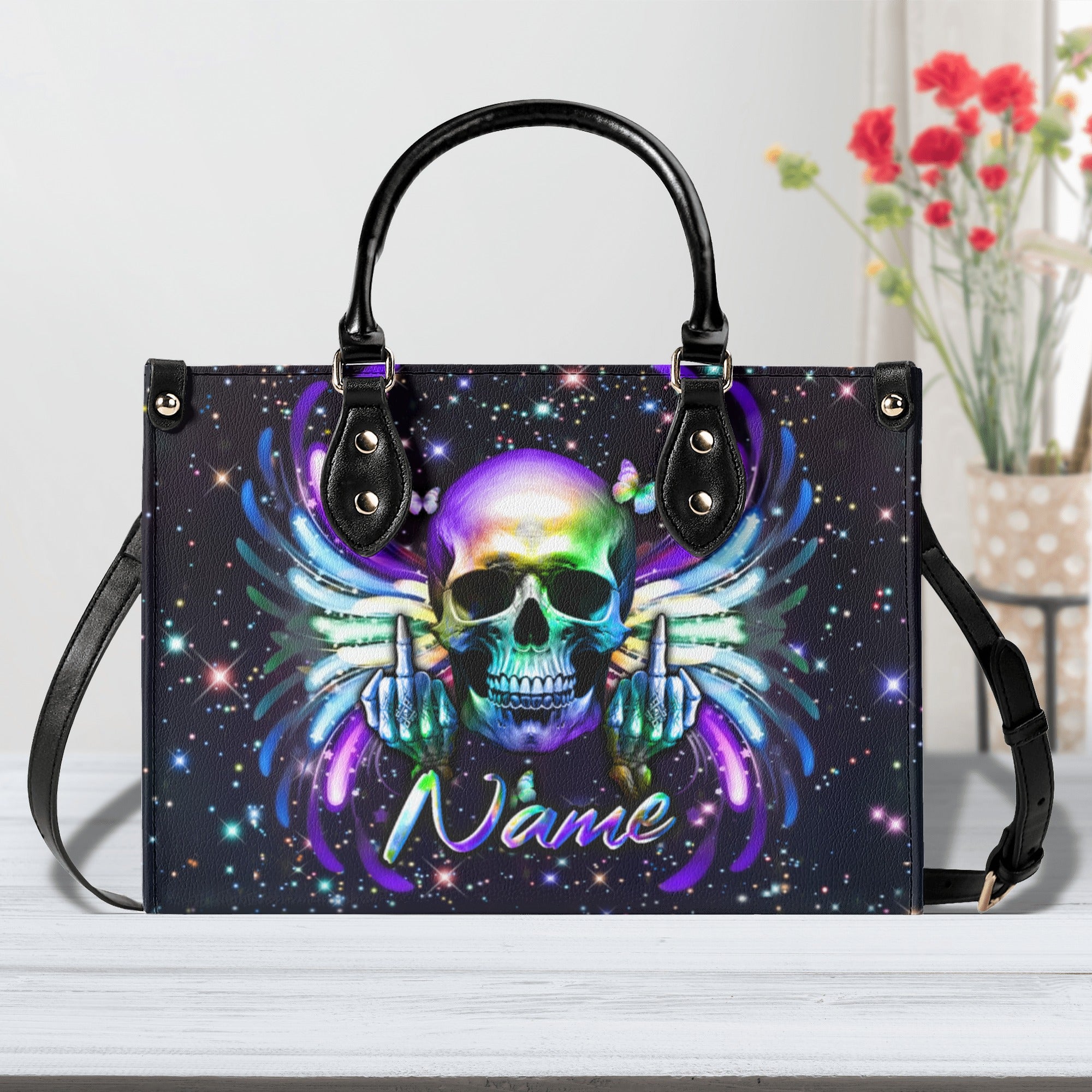 COLOFUL SKULL WINGS LEATHER HANDBAG - YHLN2711244