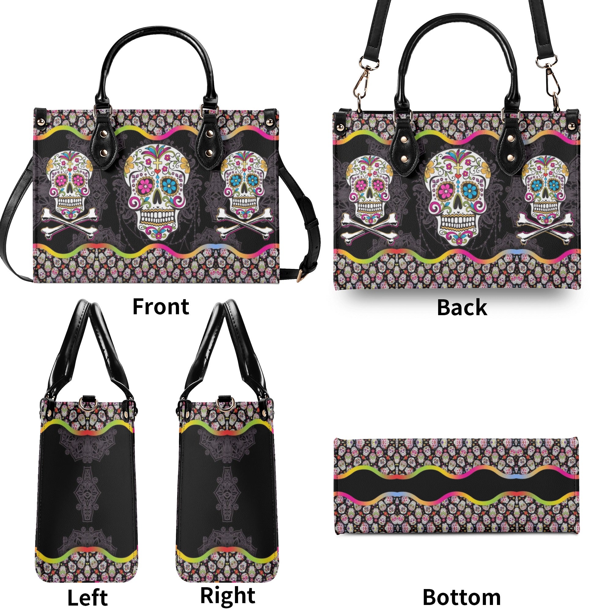 SUGAR SKULL LEATHER HANDBAG - YHDU1112244