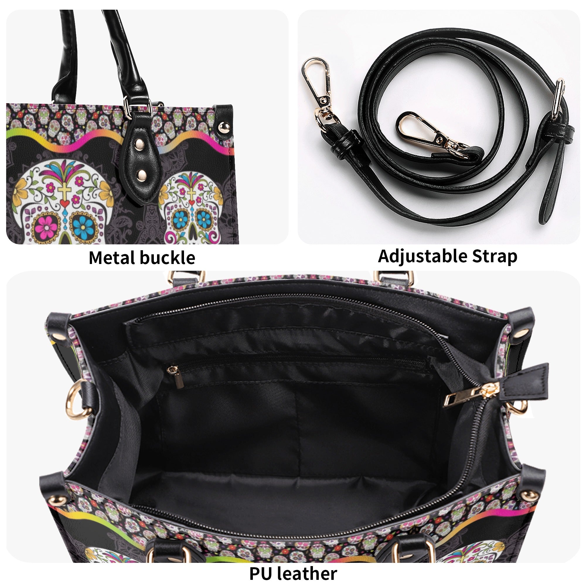 SUGAR SKULL LEATHER HANDBAG - YHDU1112244