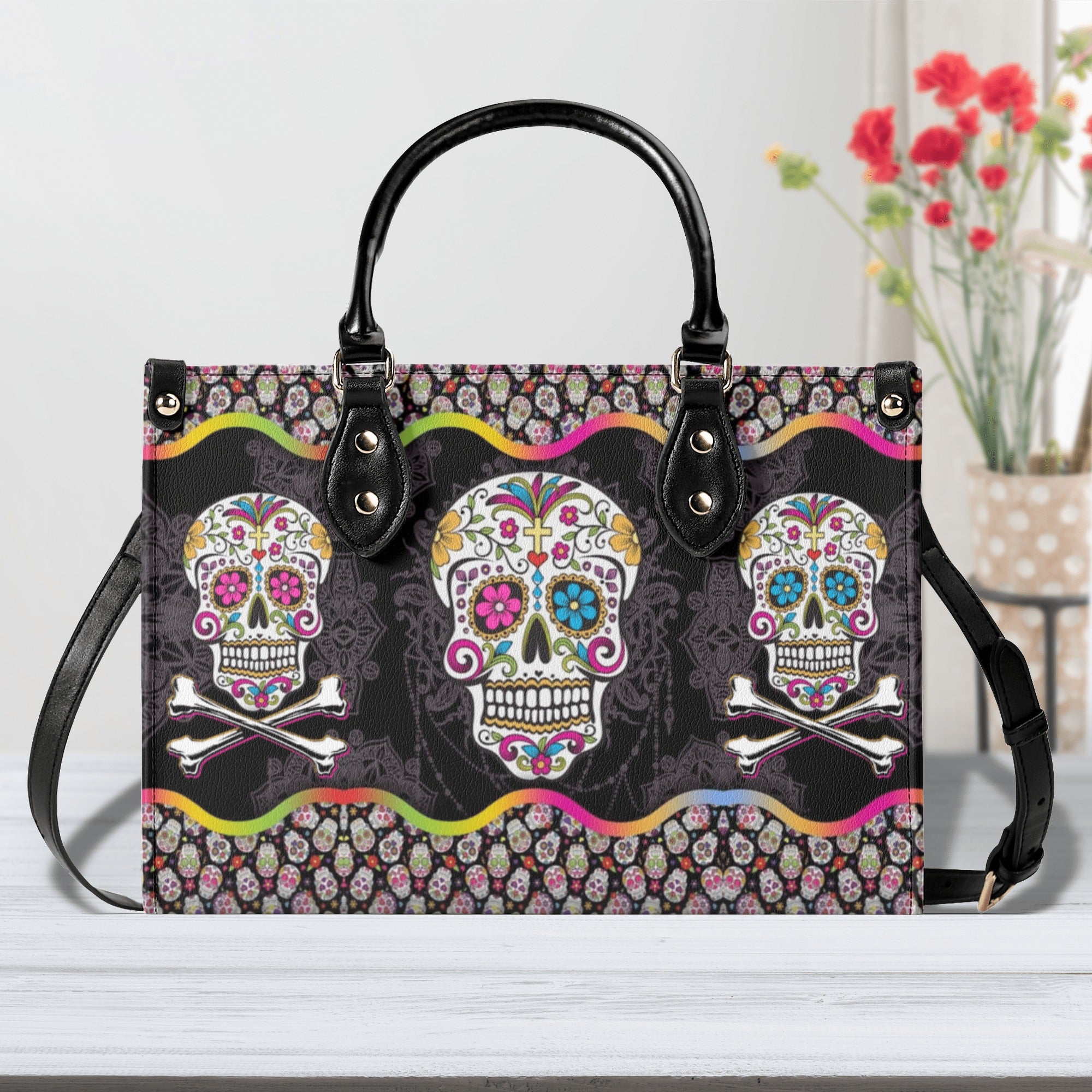 SUGAR SKULL LEATHER HANDBAG - YHDU1112244