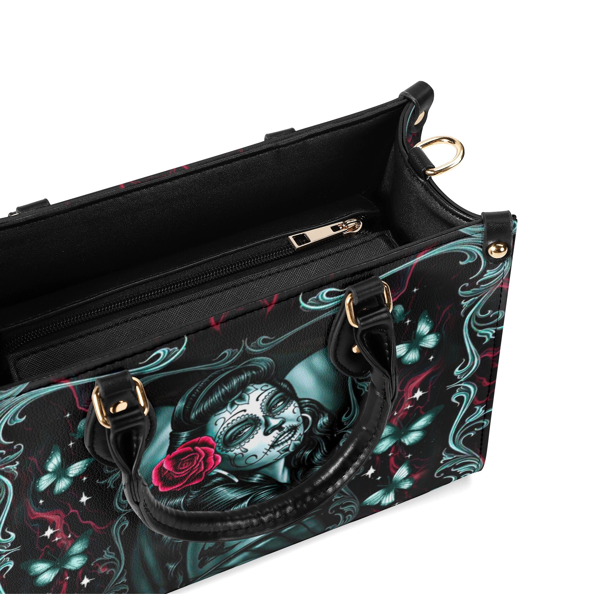 SKULL LADY ROSE LEATHER HANDBAG - YHDU0301255