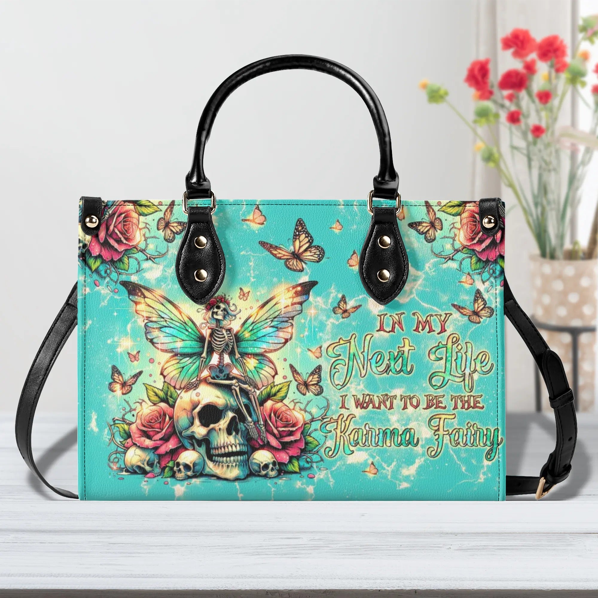 KARMA FAIRY SKELETON SKULL LEATHER HANDBAG - TLTW2805246