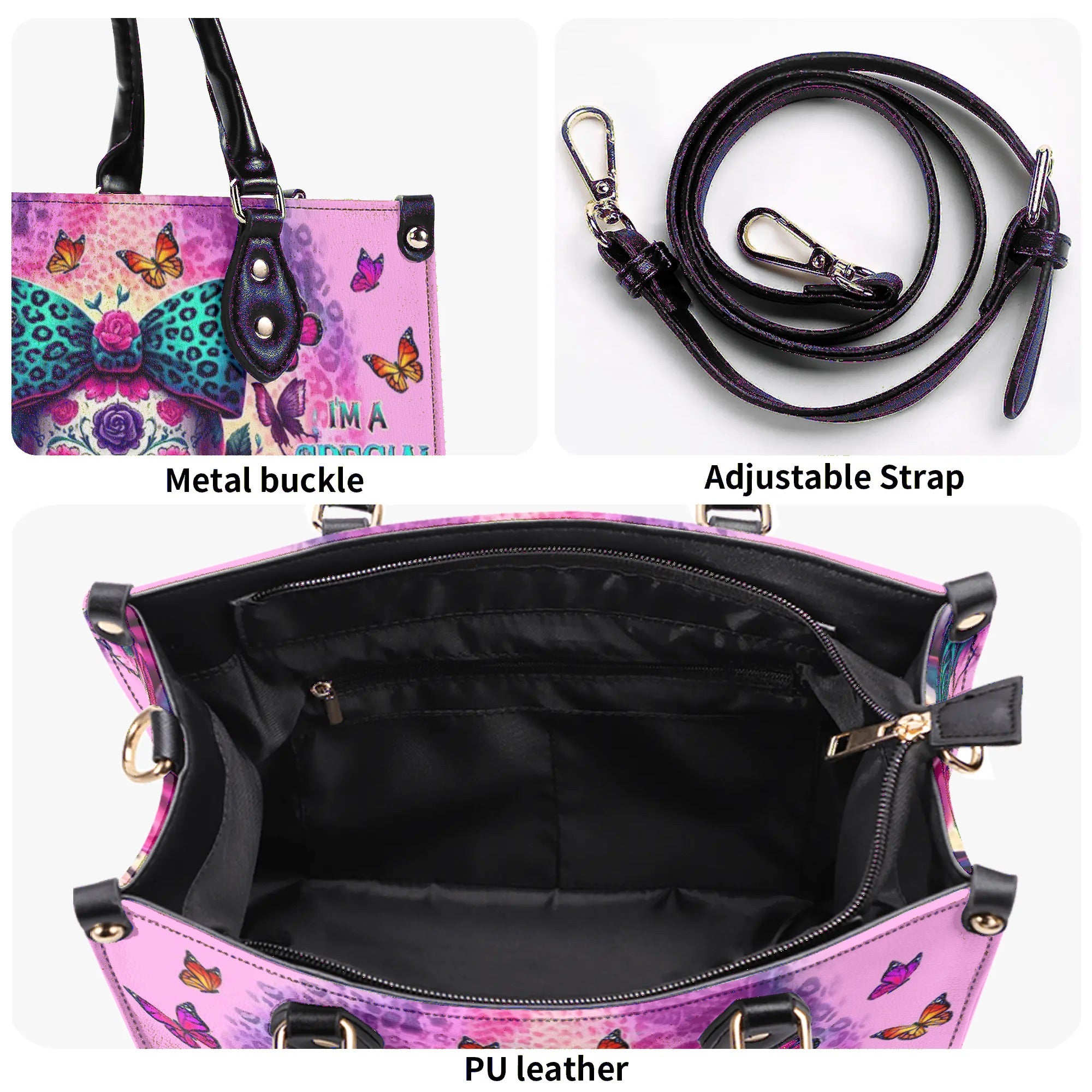 DON'T TRY TO FIGURE ME OUT SUGAR SKULL LEOPARD LEATHER HANDBAG - TLTW1306247