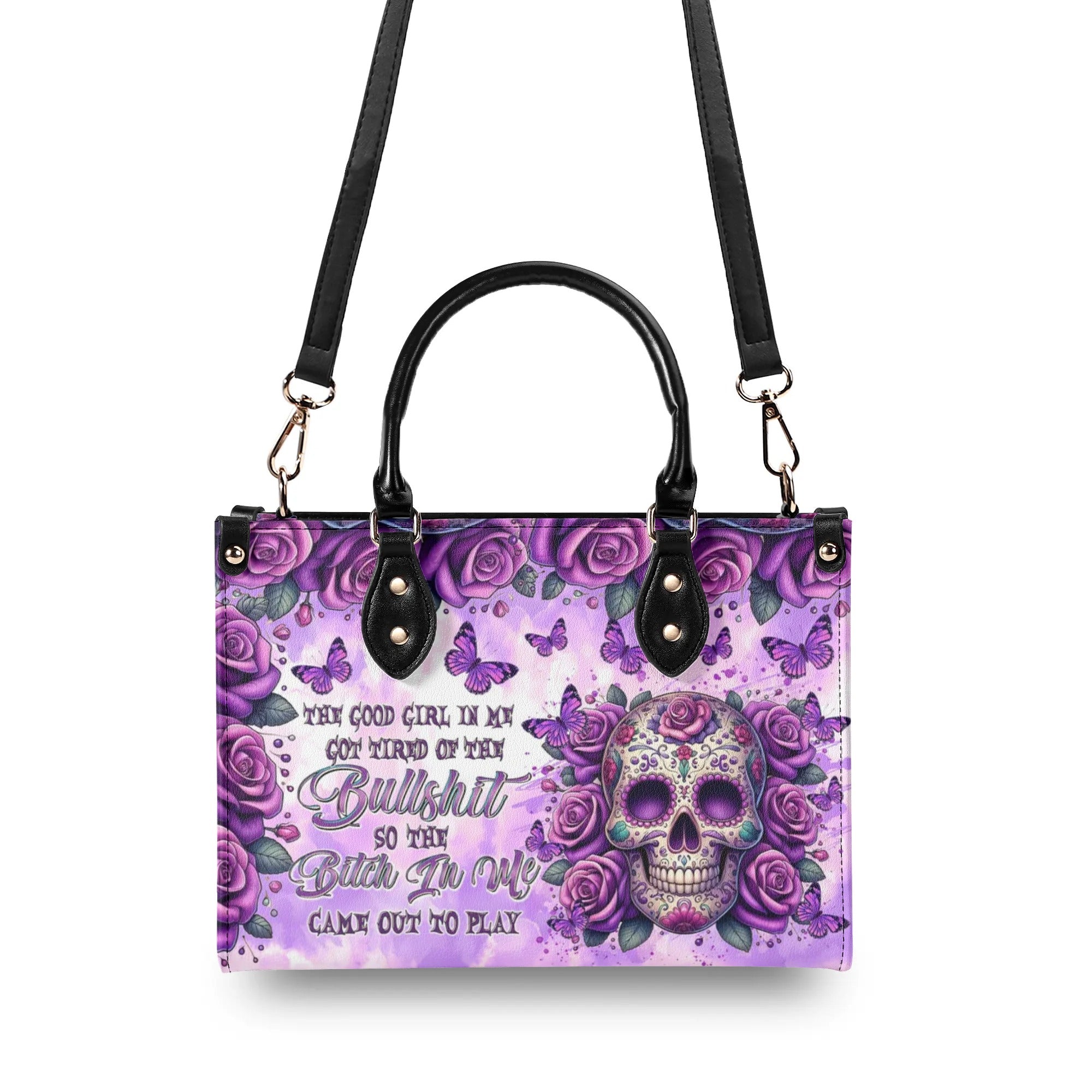 SUGAR SKULL ROSE LEATHER HANDBAG  - TLTR0810245