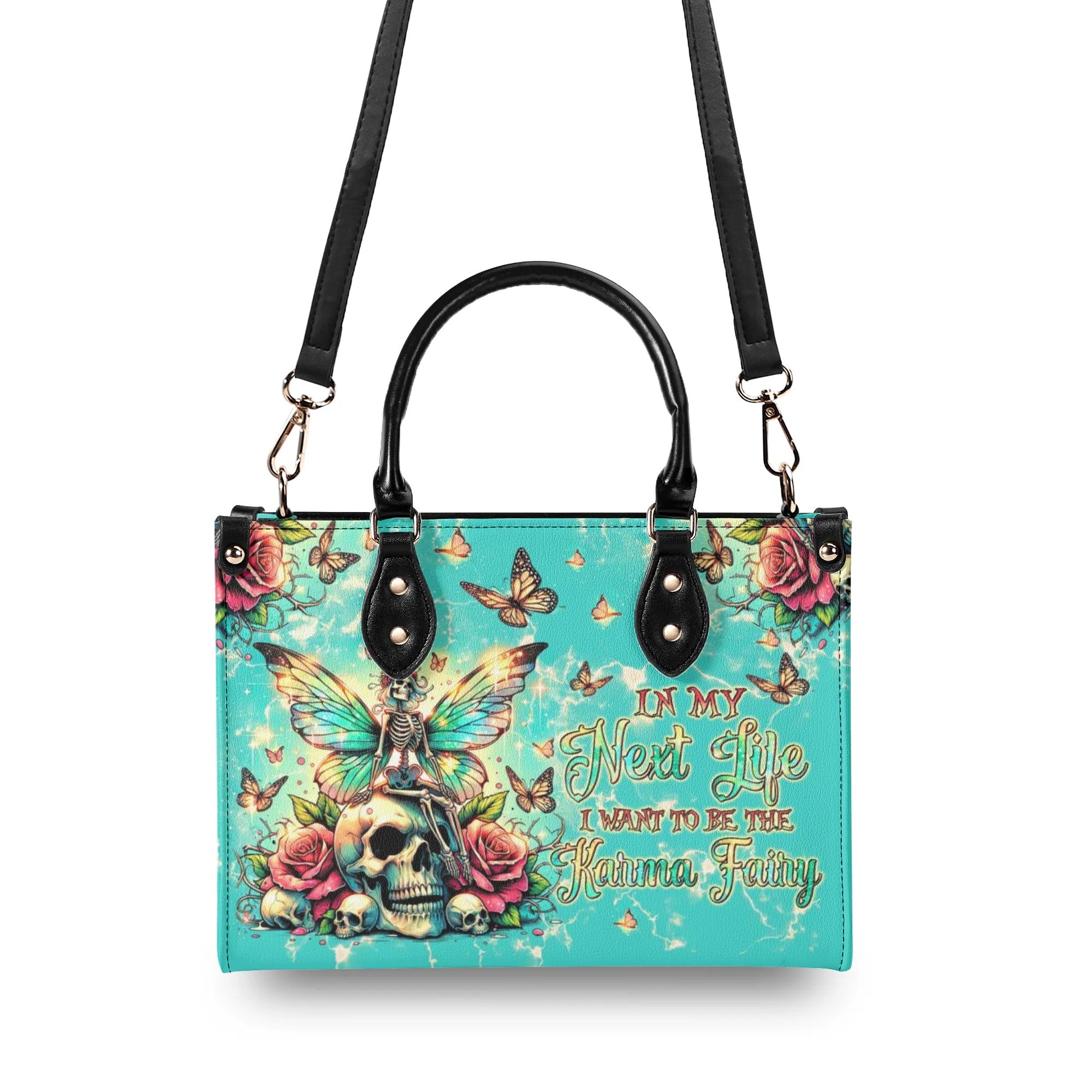 KARMA FAIRY SKELETON SKULL LEATHER HANDBAG - TLTW2805246