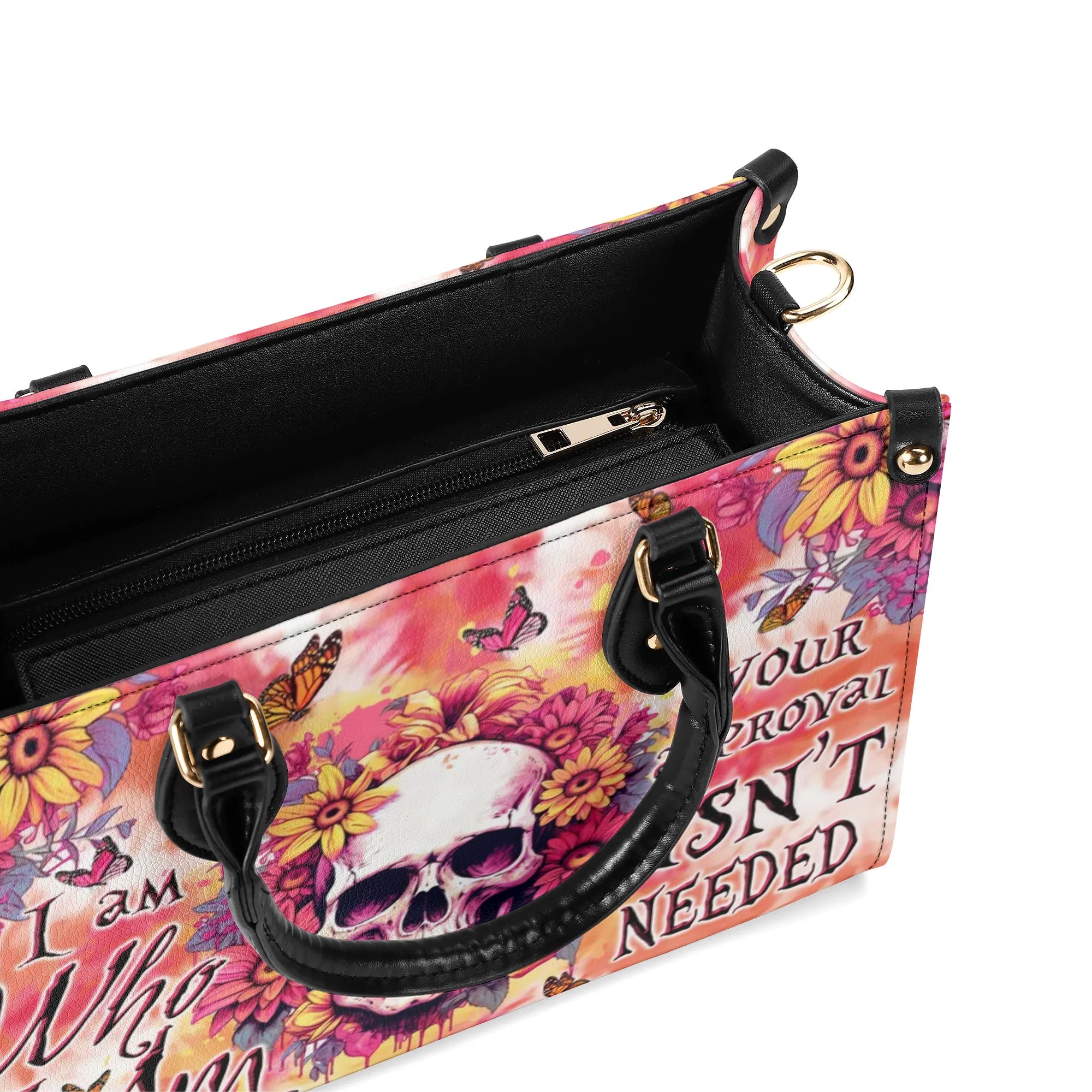 I AM WHO I AM FLORAL SKULL TIE DYE LEATHER HANDBAG - TLTW2406241