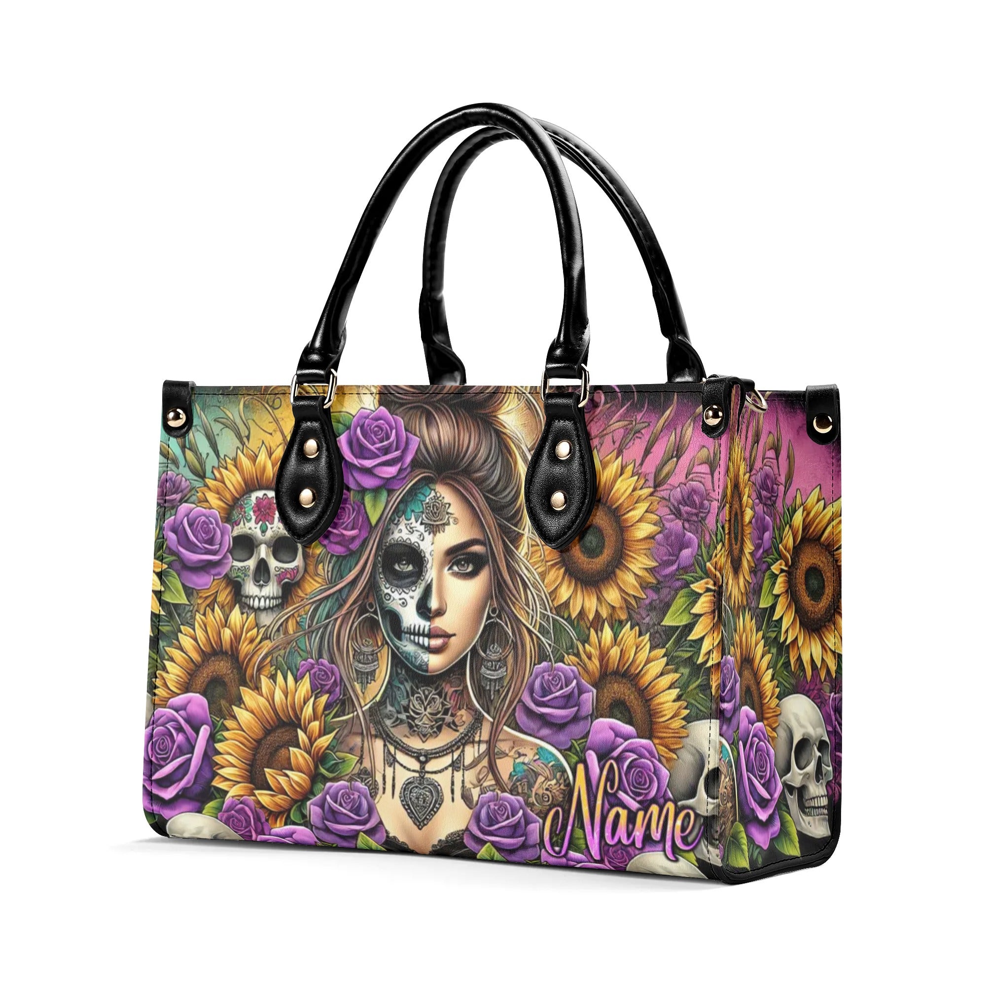 SKULL LADY FLOWER LEATHER HANDBAG - TLNT0908244