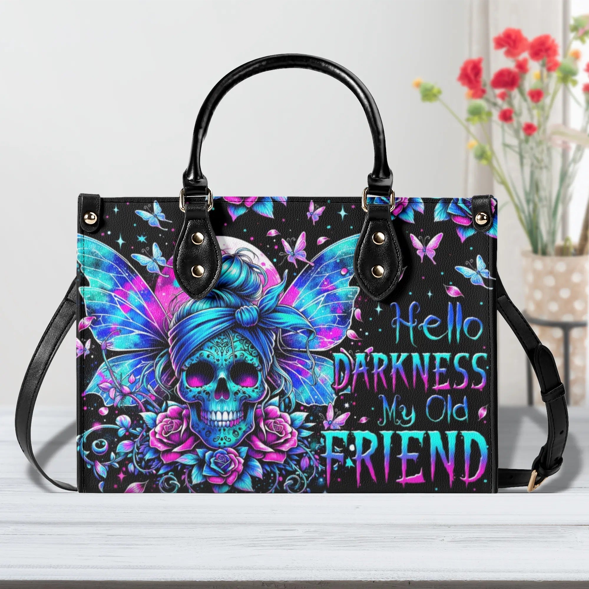 HELLO DARKNESS MY OLD FRIEND LEATHER HANDBAG - TYTM2705243