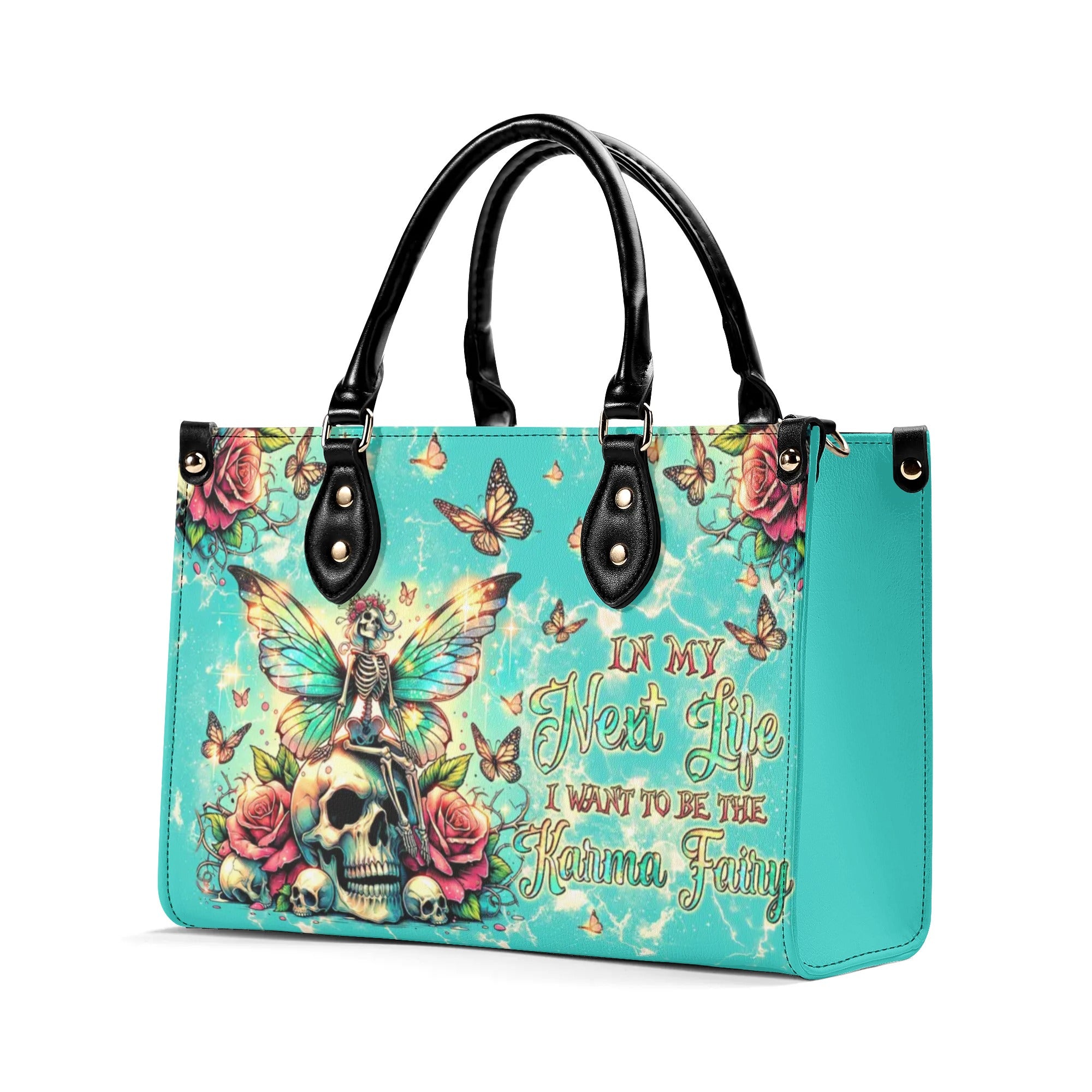 KARMA FAIRY SKELETON SKULL LEATHER HANDBAG - TLTW2805246