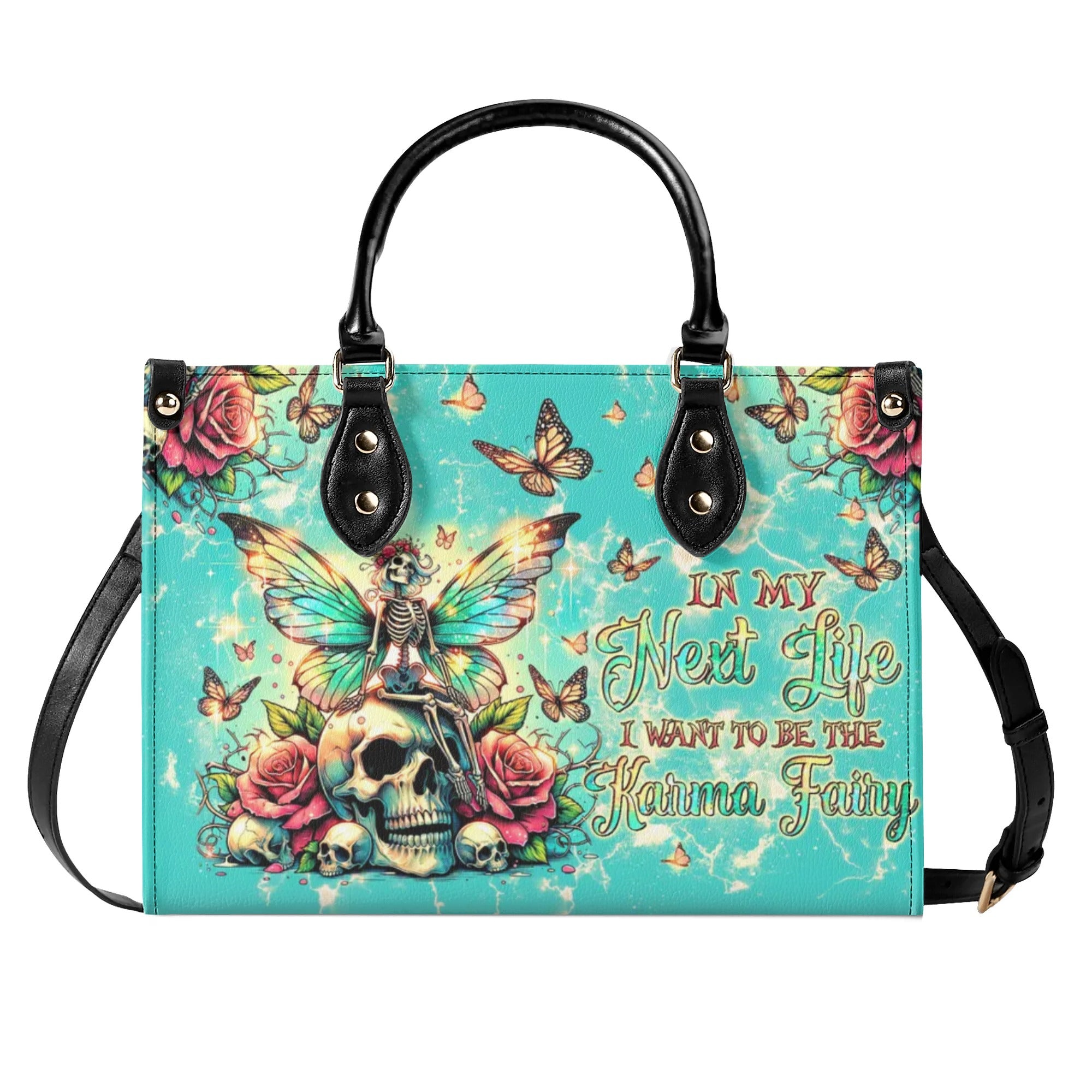 KARMA FAIRY SKELETON SKULL LEATHER HANDBAG - TLTW2805246