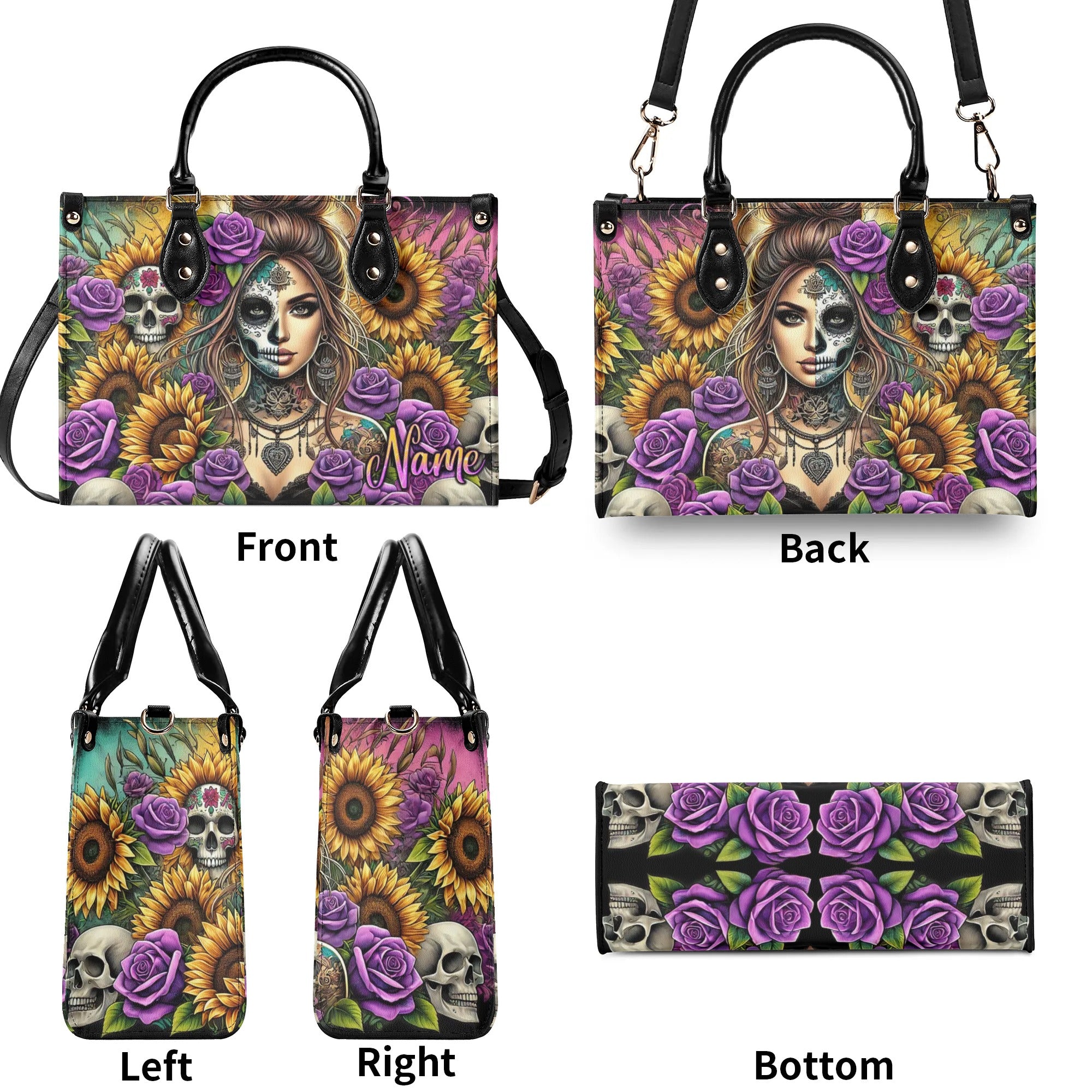 SKULL LADY FLOWER LEATHER HANDBAG - TLNT0908244