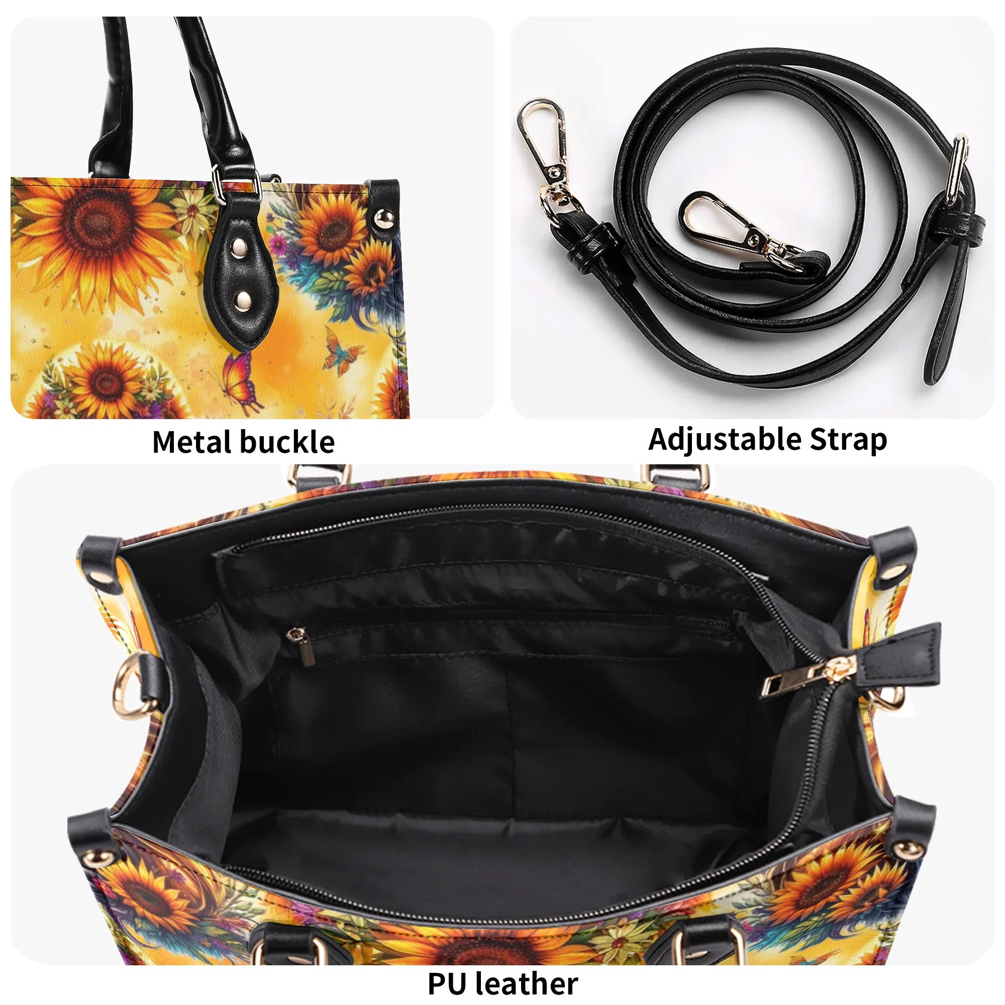 SHE IS SUNSHINE SUNFLOWER SKULL LEATHER HANDBAG - TLNT2406243