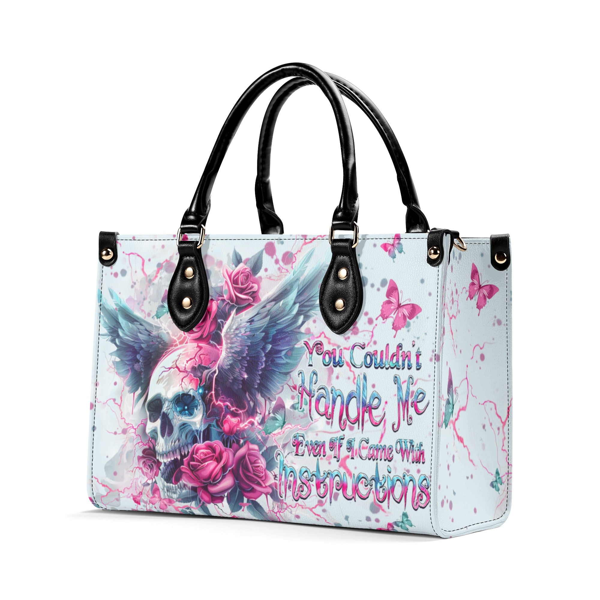 YOU COULDN'T HANDLE ME SKULL WINGS LEATHER HANDBAG - YHHN2510244