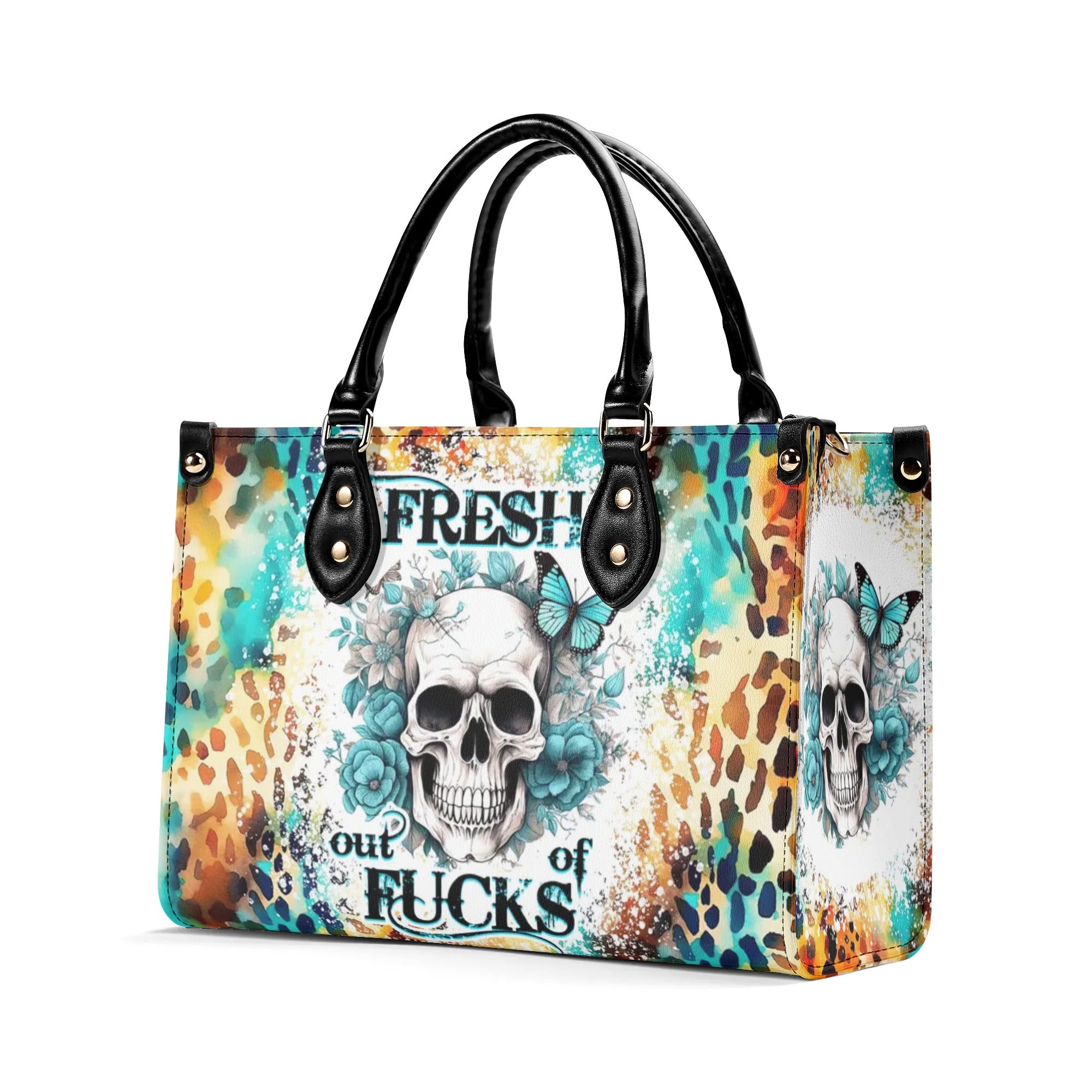 FRESH OUT OF F SKULL LEOPARD LEATHER HANDBAG - TLNZ1609243