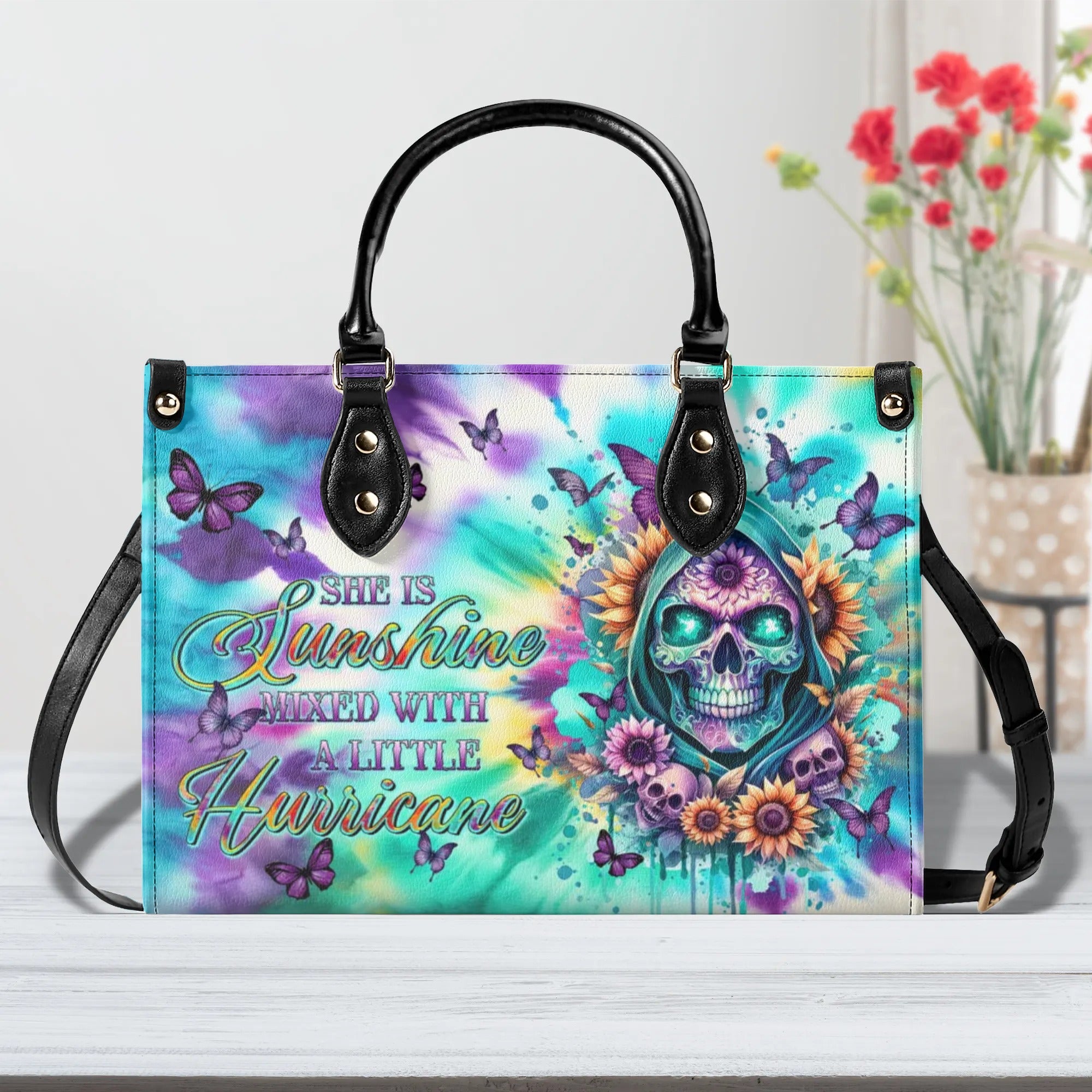 SHE IS SUNSHINE REAPER SUNFLOWER TIE DYE LEATHER HANDBAG - TLTR0307241