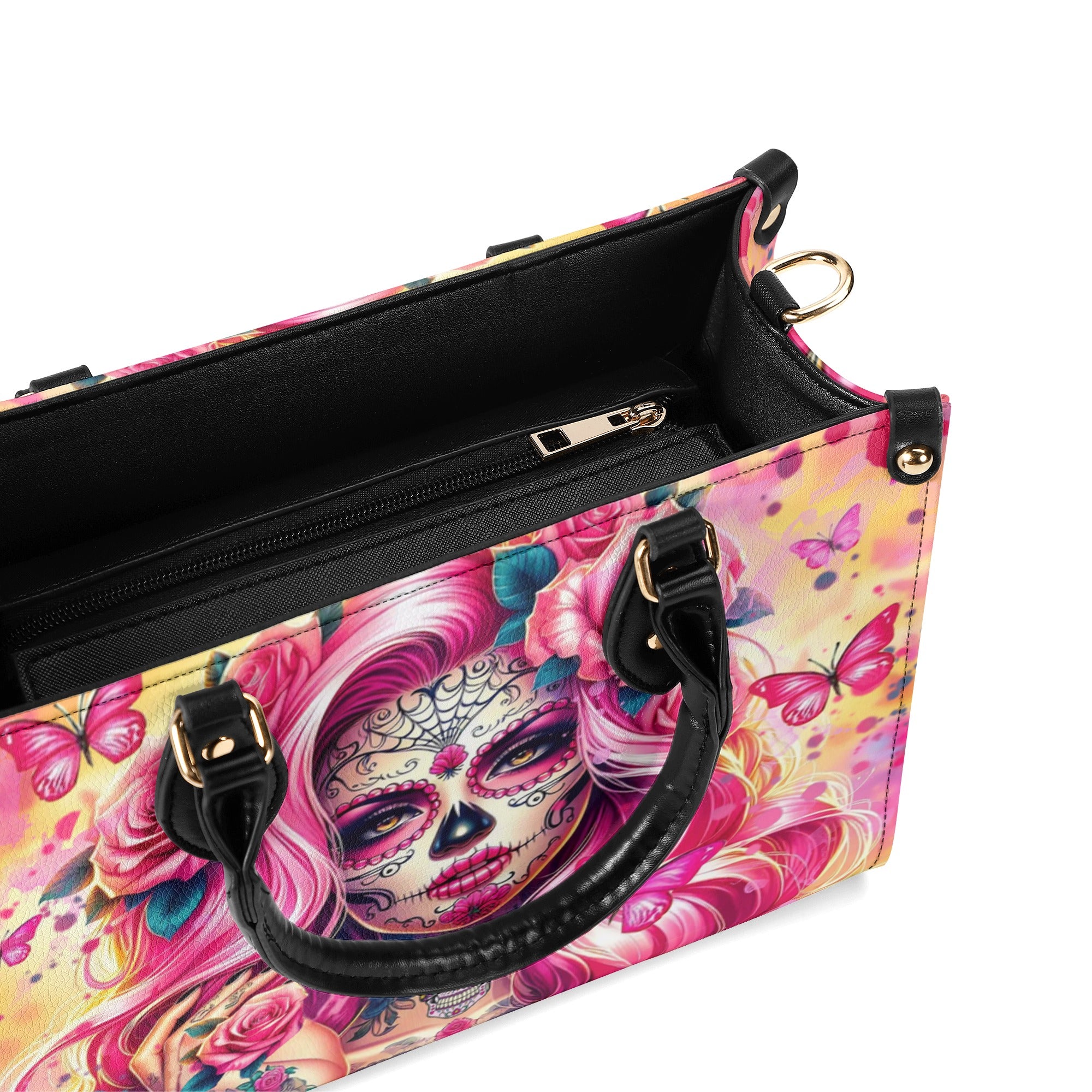 SUGAR SKULL LADY ROSES LEATHER HANDBAG - YHHN2011241