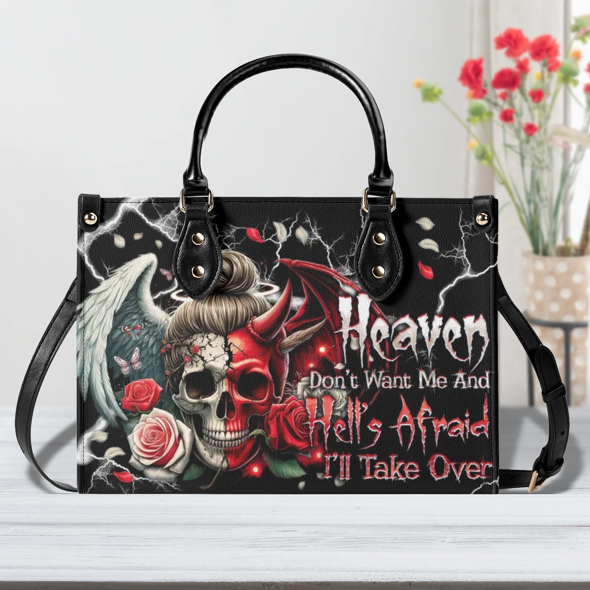 HEAVEN DON'T WANT ME LEATHER HANDBAG - TYTD2407241