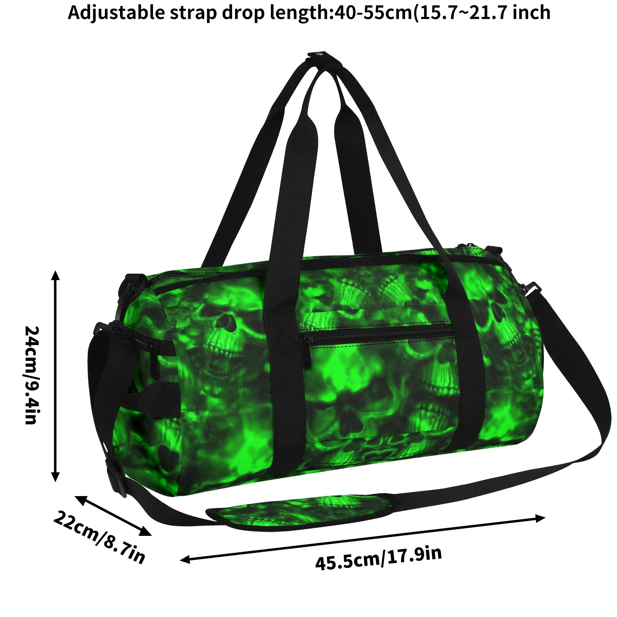 GREEN FIRE SKULL TRAVEL BAG - YHHN1208254