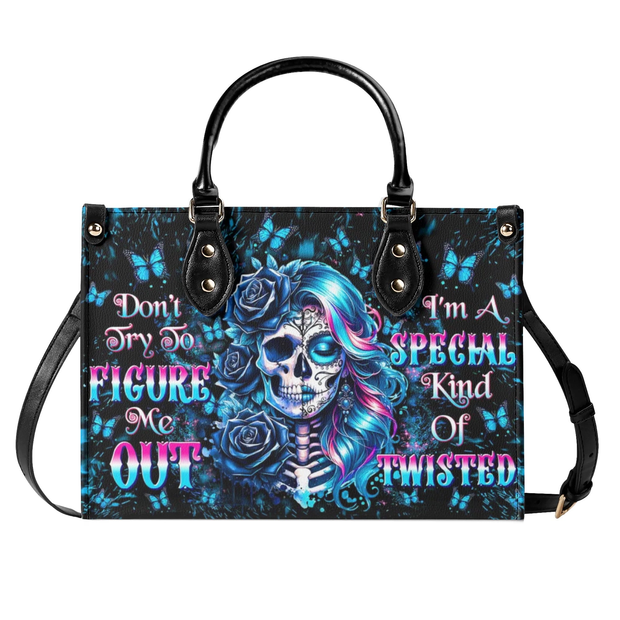 DON'T TRY TO FIGURE ME OUT SKULL LADY LEATHER HANDBAG - TLTW1008242