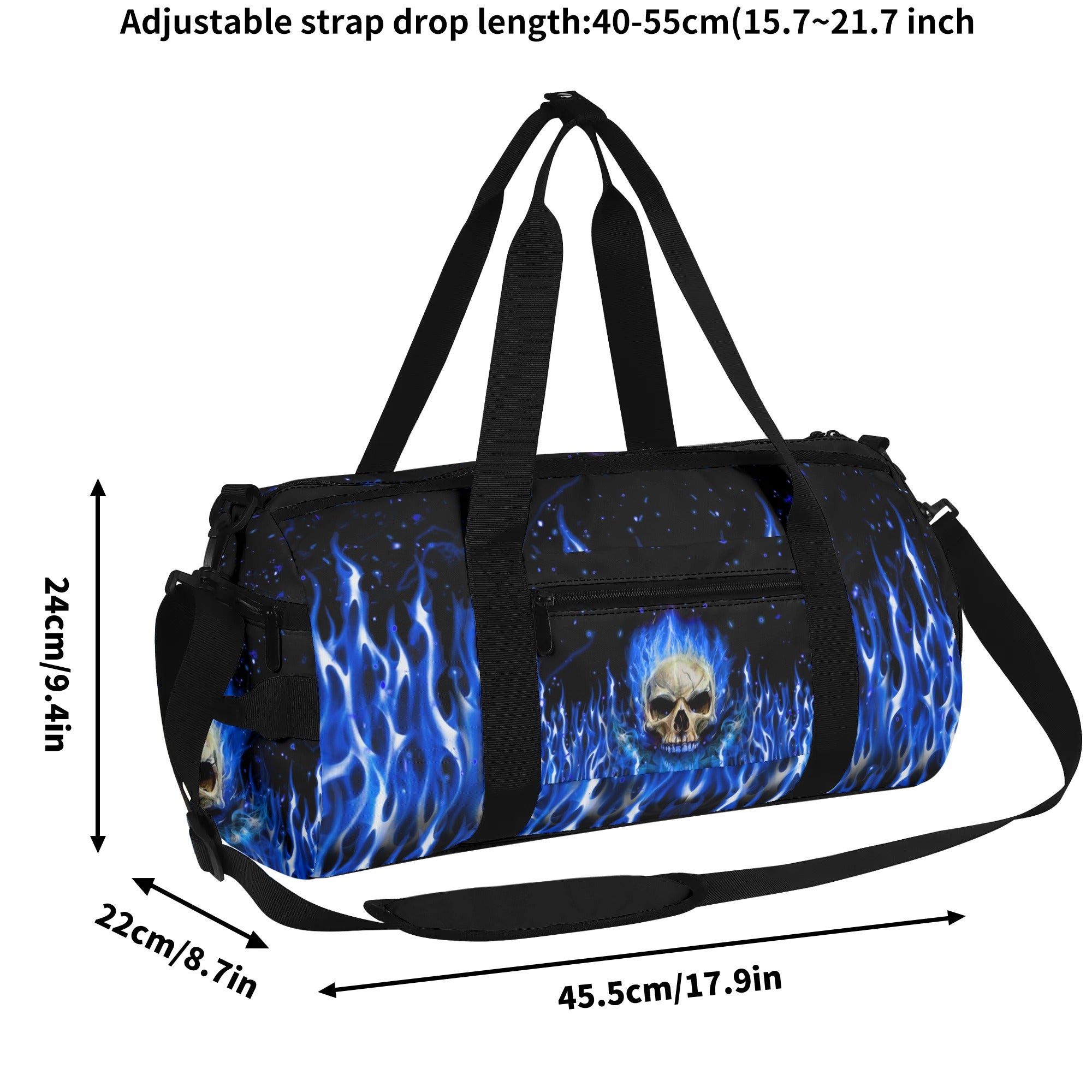 BLUE FIRE SKULL TRAVEL BAG - YHHG1208254