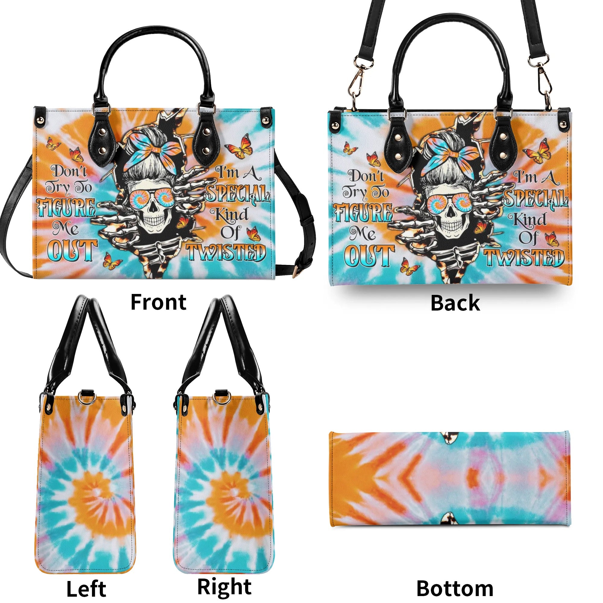 DON'T TRY TO FIGURE ME OUT TIE DYE MESSY BUN LEATHER HANDBAG - TLTW1307241