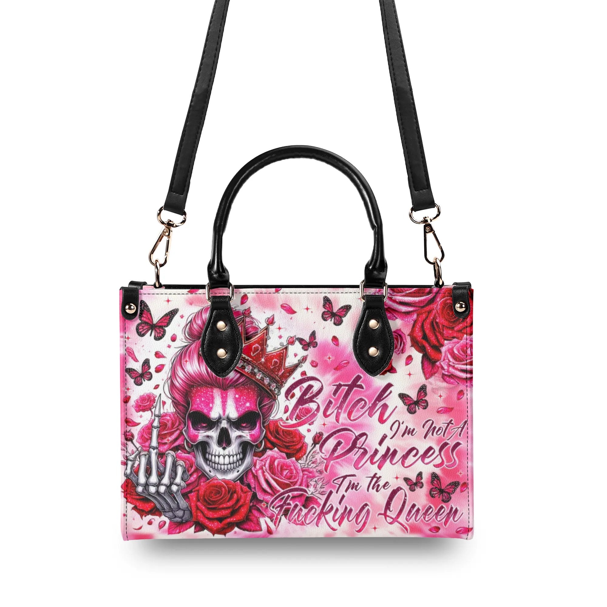 I'M NOT A PRINCESS SKULL LEATHER HANDBAG - TYTM280424