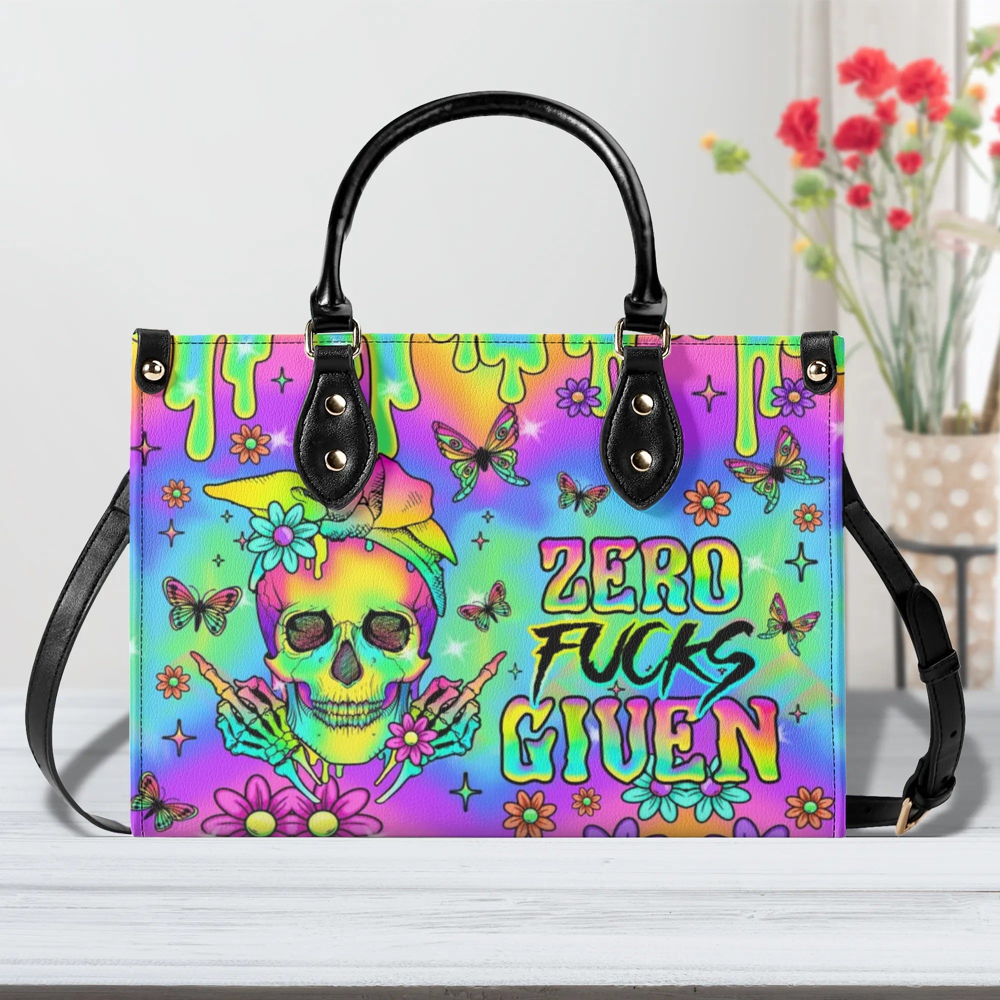 ZERO F GIVEN SKULL TIE DYE LEATHER HANDBAG - TLNO2607244