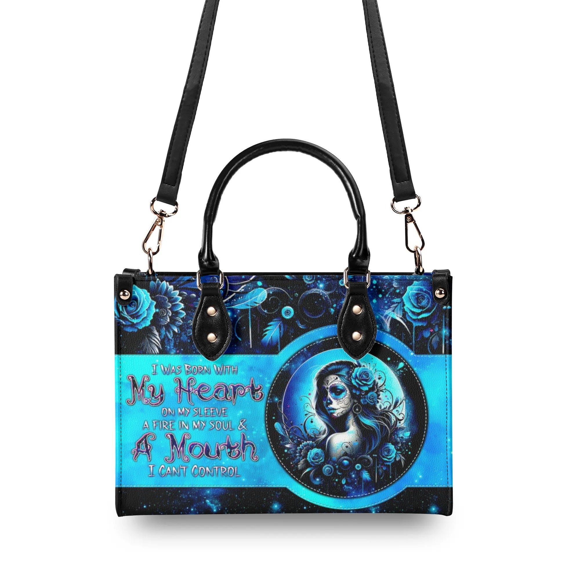 A MOUTH I CAN'T CONTROL SUGAR SKULL LEATHER HANDBAG - TLTW3105241