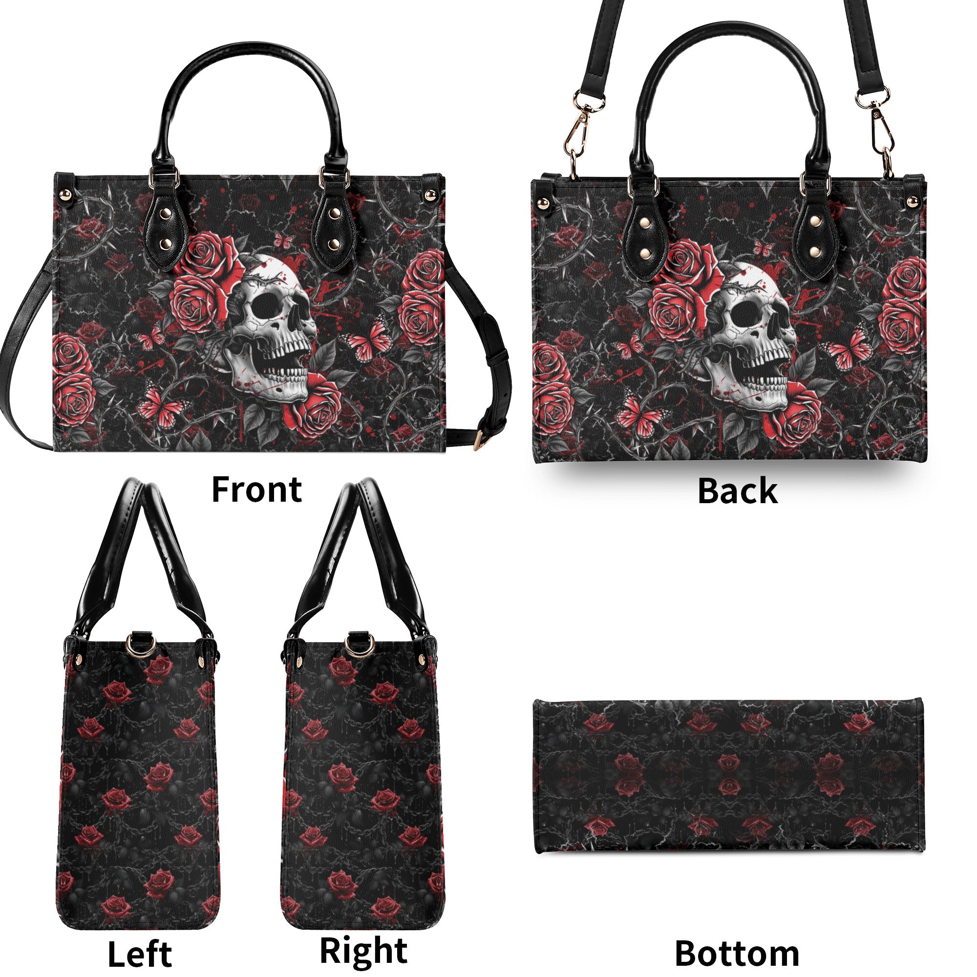 SKULL ROSES LEATHER HANDBAG - YHHG1811244