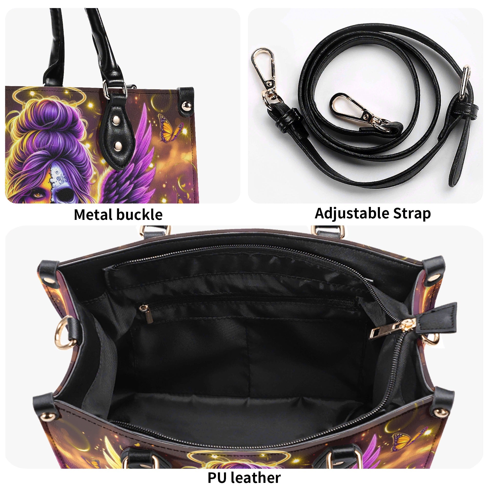 SKULL LADY SUNFLOWER LEATHER HANDBAG - YHLN2512244