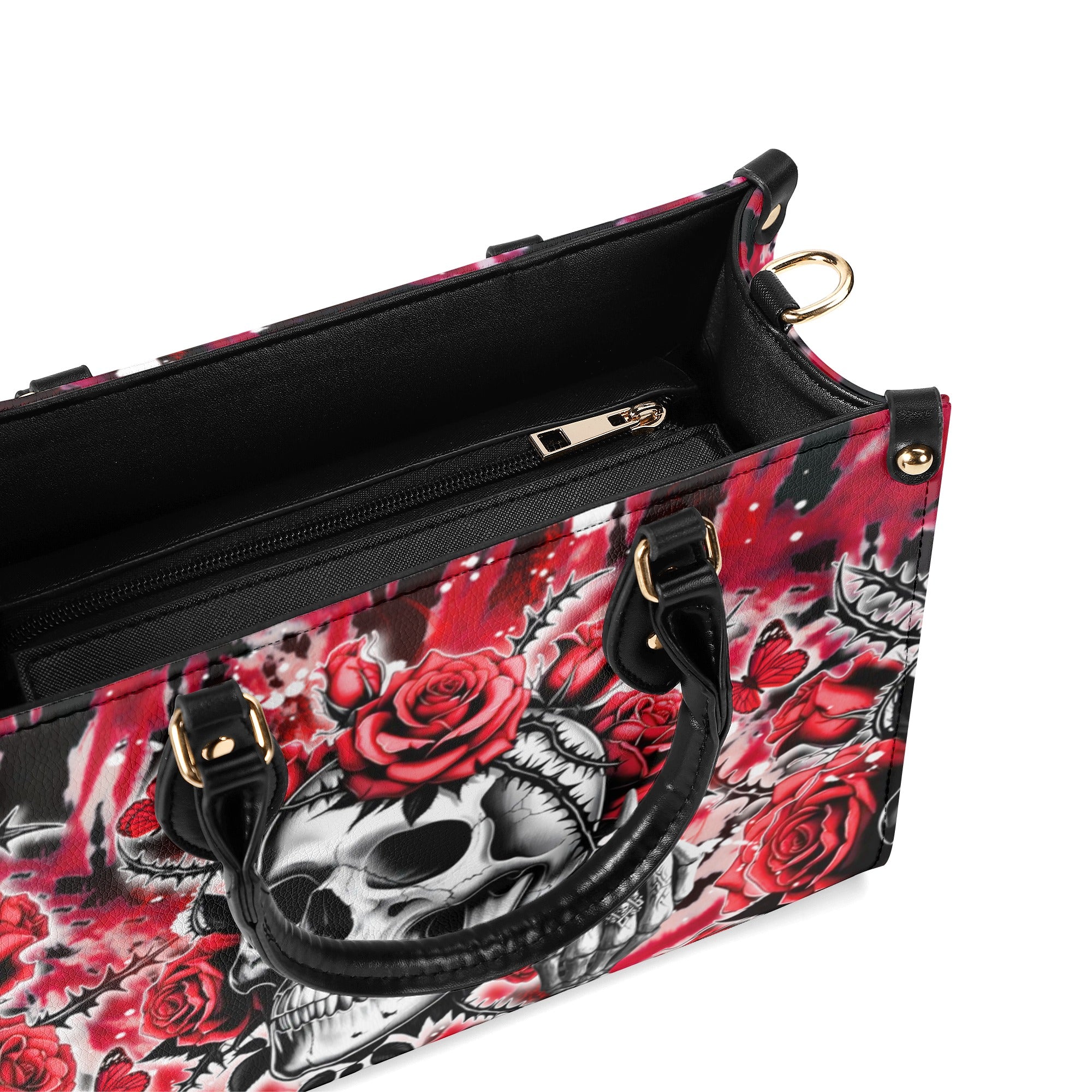 SKULL ROSES TIE DYE LEATHER HANDBAG - YHDU2811244