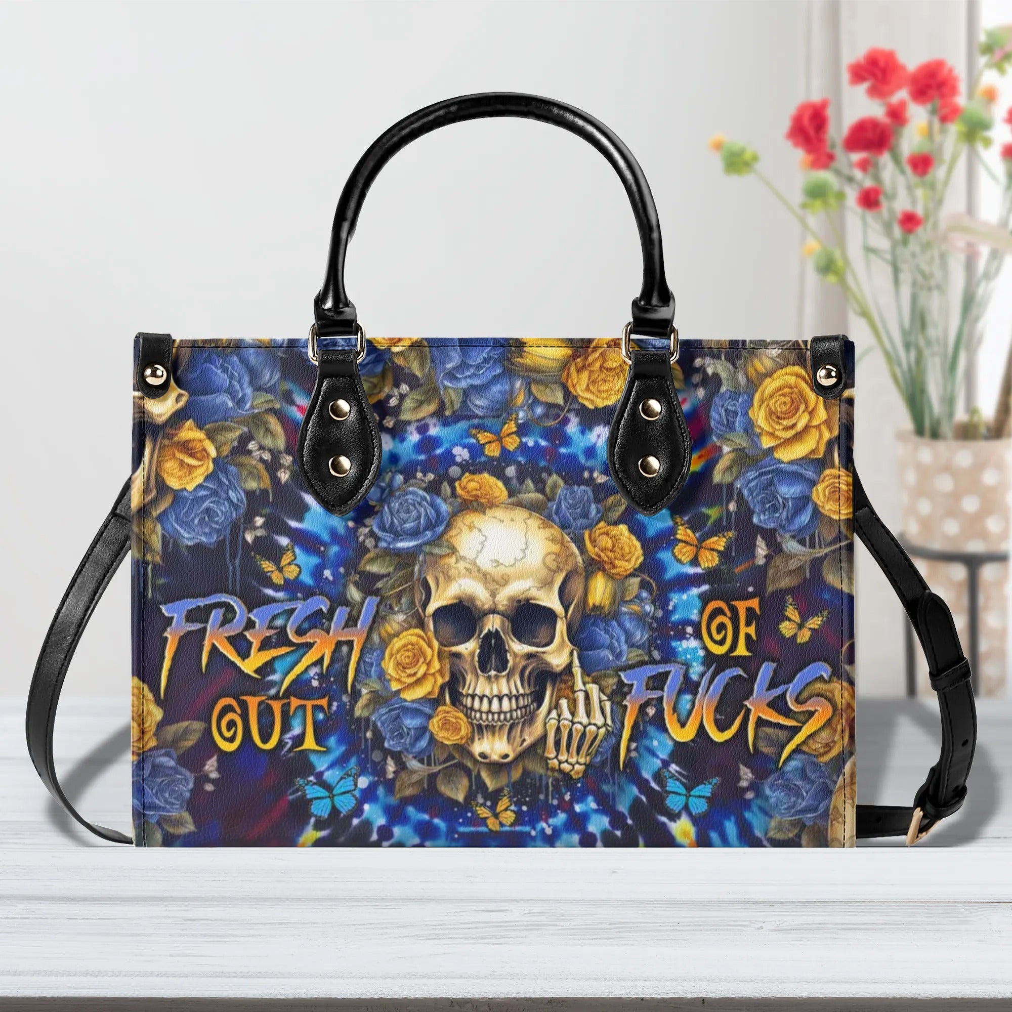 FRESH OUT OF F TIE DYE SKULL LEATHER HANDBAG - TLNO0207245