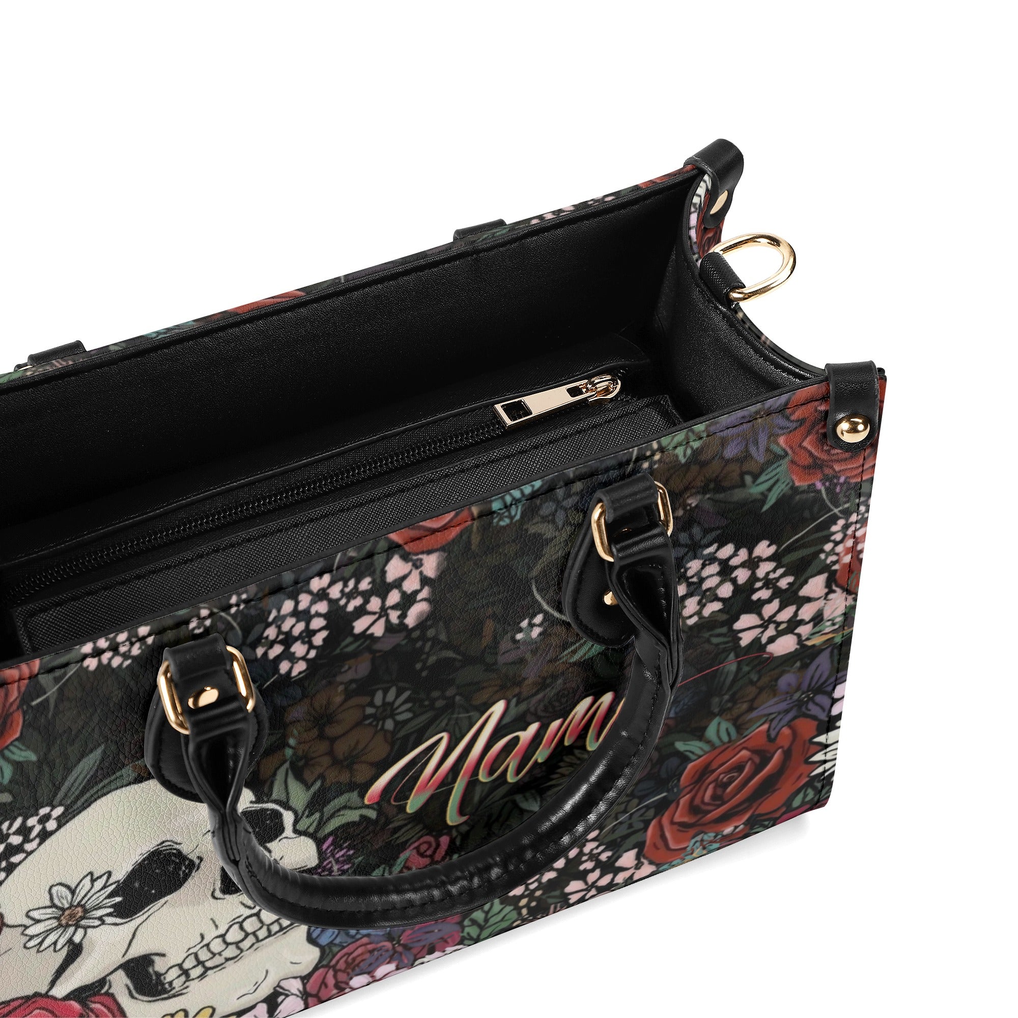 SKULL FLOWER LEATHER HANDBAG - YHLN2911244