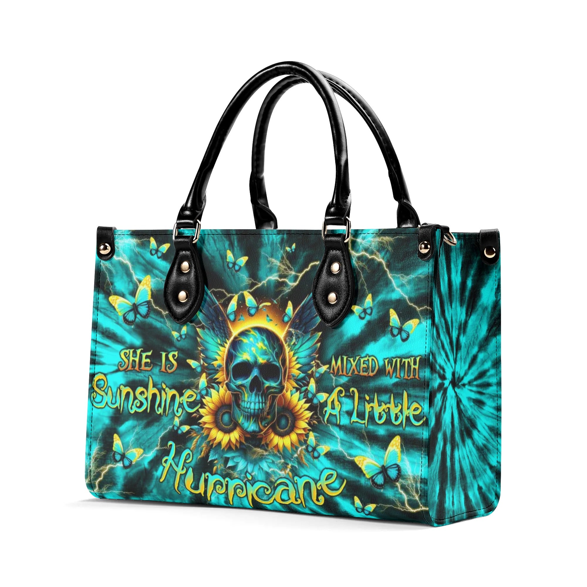 SHE IS SUNSHINE SKULL WINGS TIE DYE LEATHER HANDBAG - TLTW2506241