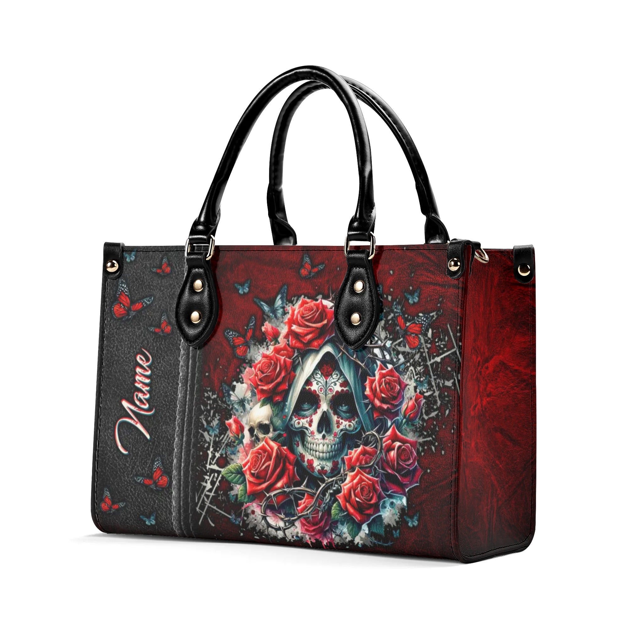 SUGAR SKULL ROSE LEATHER HANDBAG - TLTW0406242