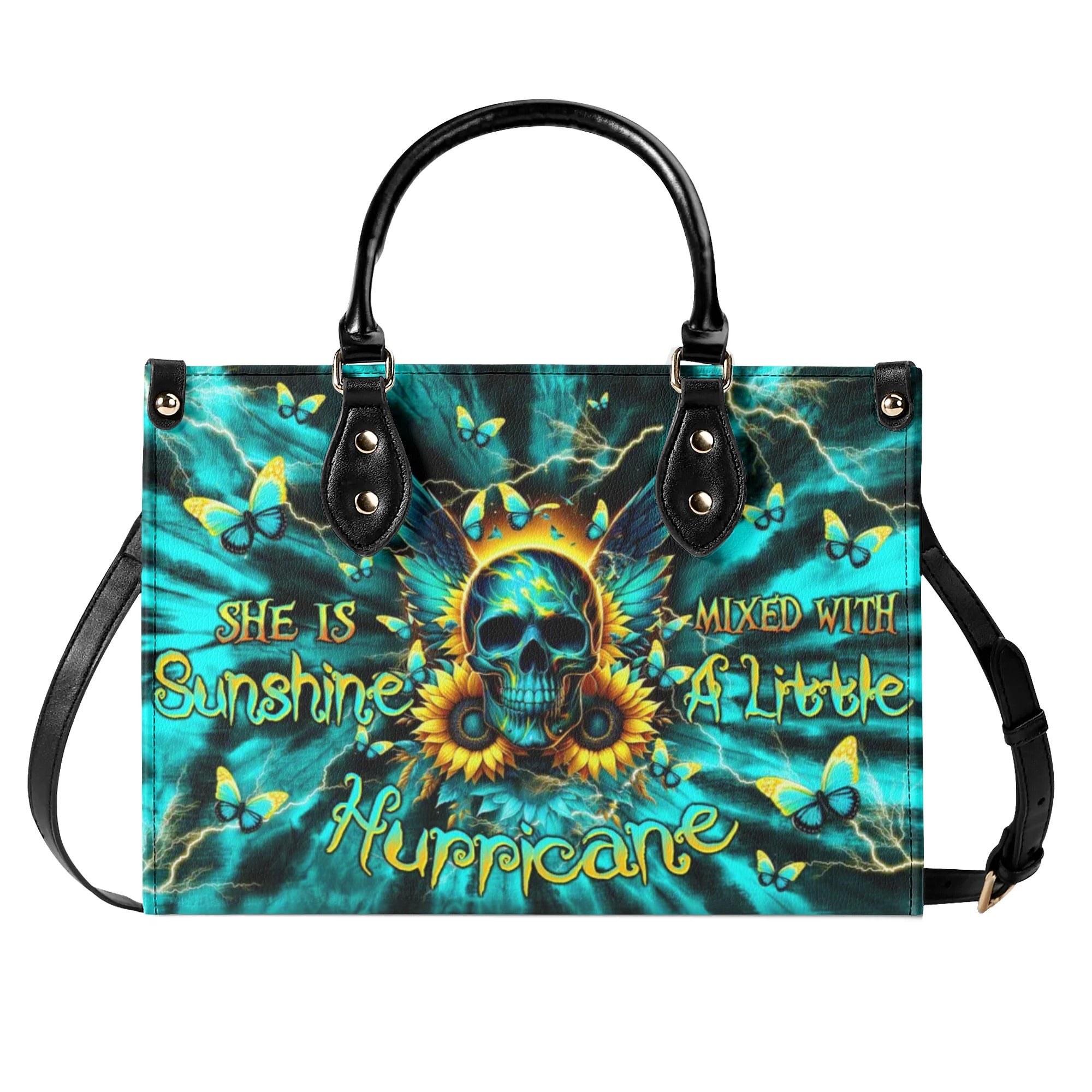 SHE IS SUNSHINE SKULL WINGS TIE DYE LEATHER HANDBAG - TLTW2506241