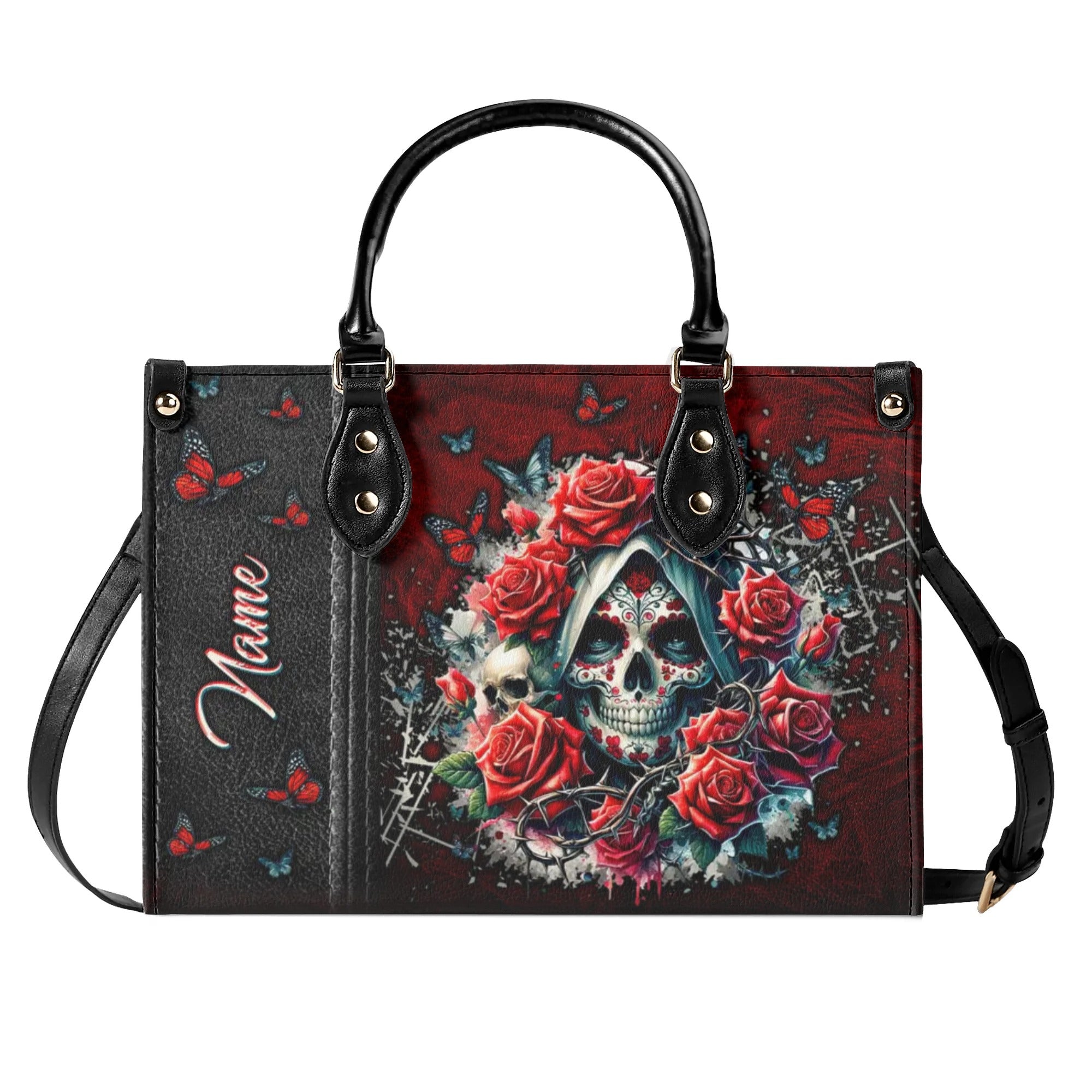 SUGAR SKULL ROSE LEATHER HANDBAG - TLTW0406242