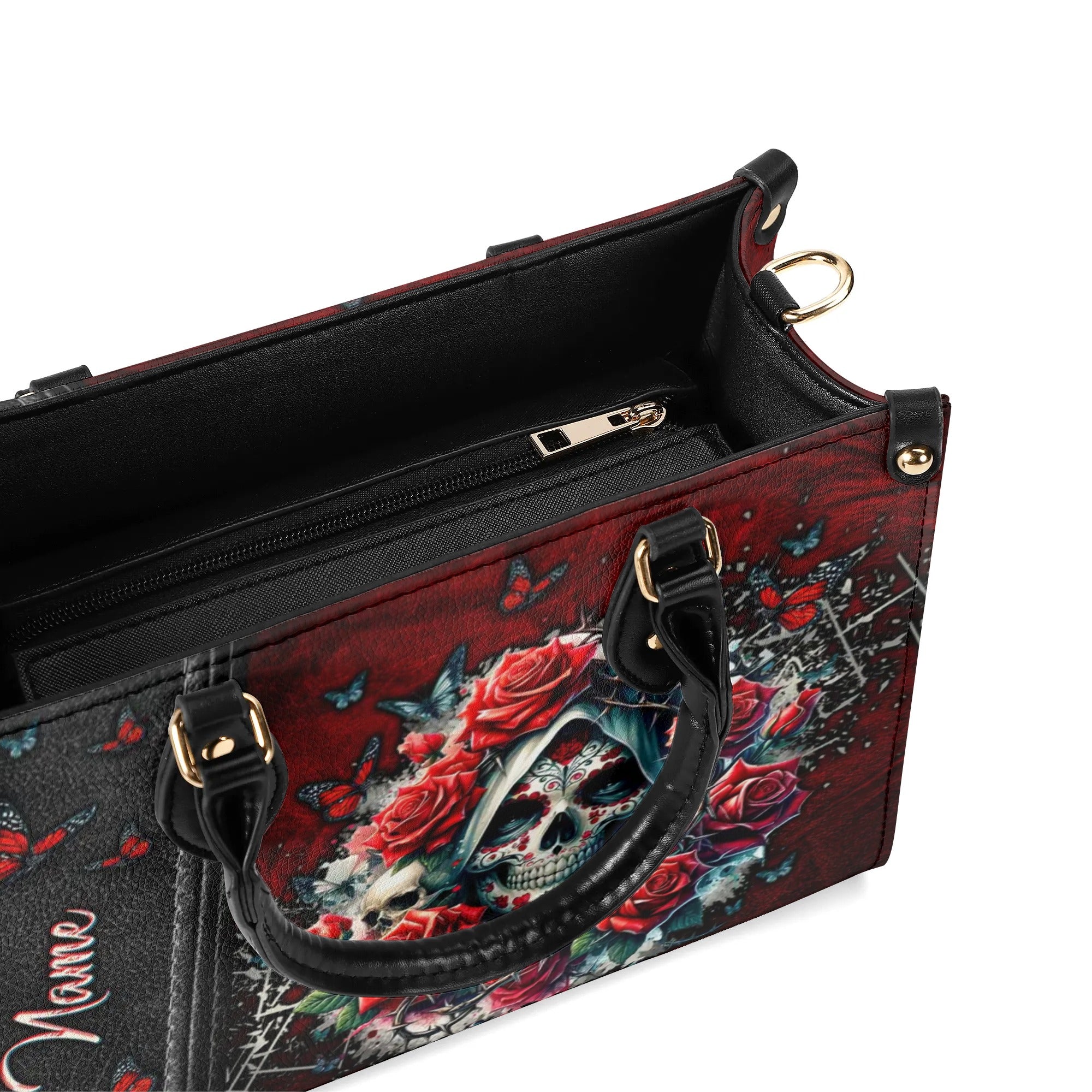 SUGAR SKULL ROSE LEATHER HANDBAG - TLTW0406242