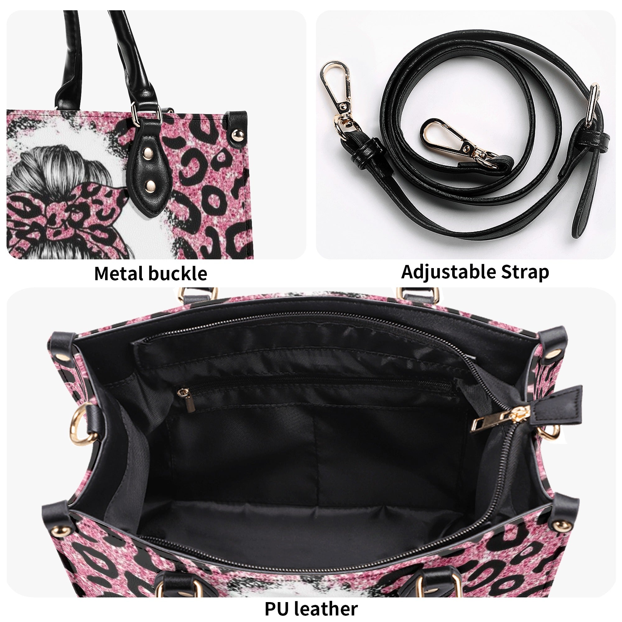 MOMLIFE MESSY BUN LEOPARD LEATHER HANDBAG - YHHN1012244