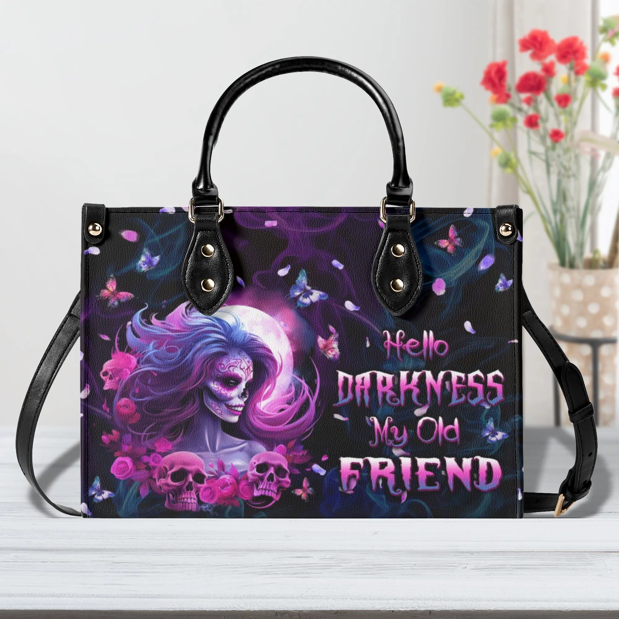 HELLO DARKNESS MY OLD FRIEND LEATHER HANDBAG - TLPQ1406242