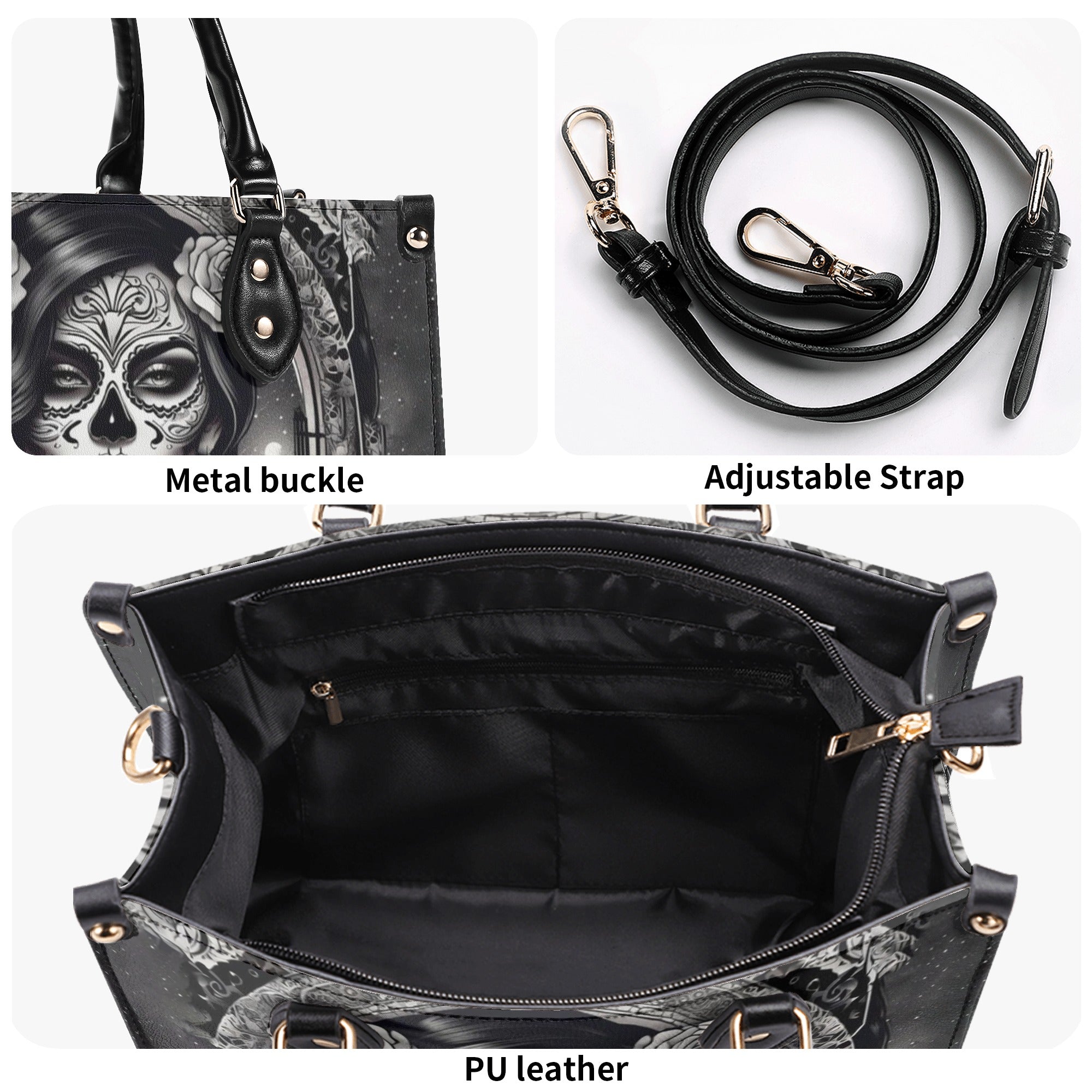 DANGEROUS SKULL LADY LEATHER HANDBAG - YHLN1212244