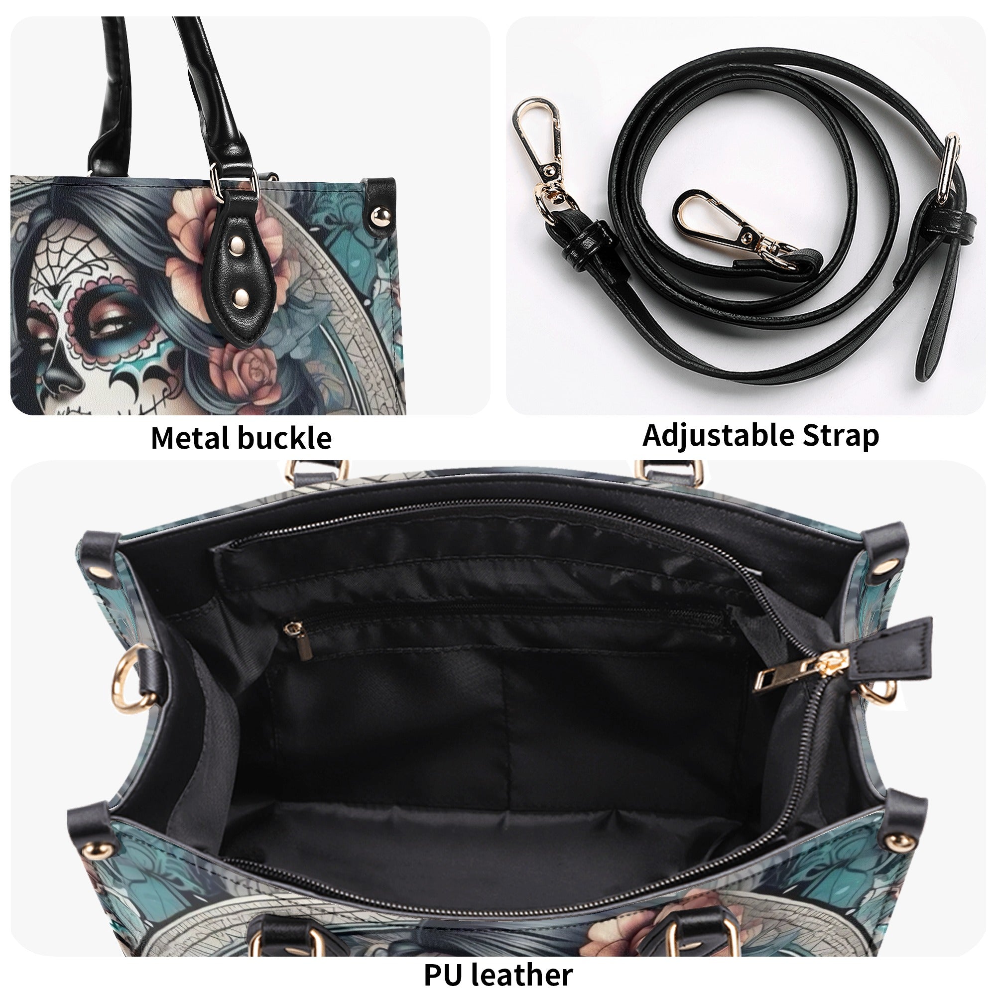 SUGAR SKULL LADY LEATHER HANDBAG - YHLN1912244