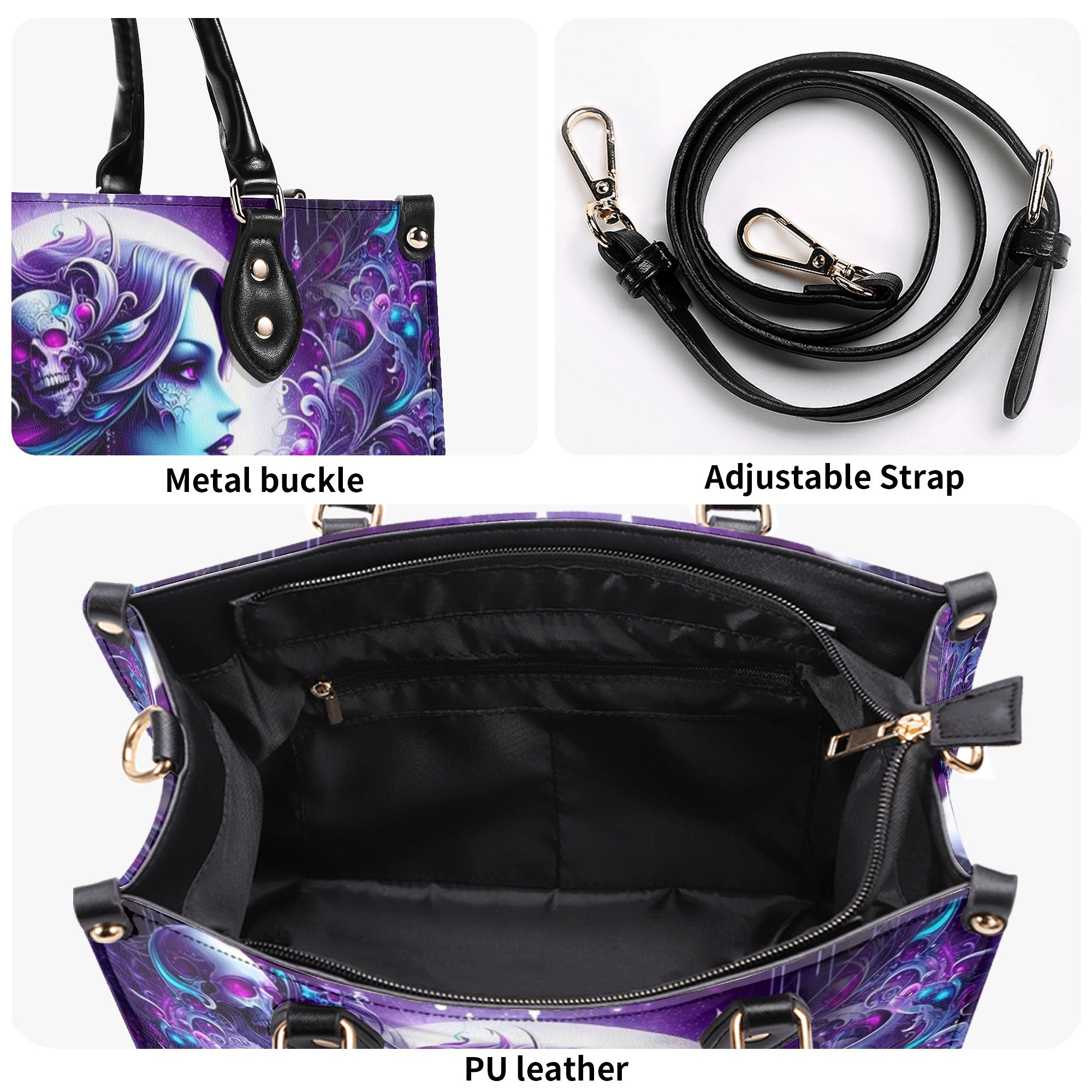 SKULL LADY WITH MOON LEATHER HANDBAG - YHHN1510241