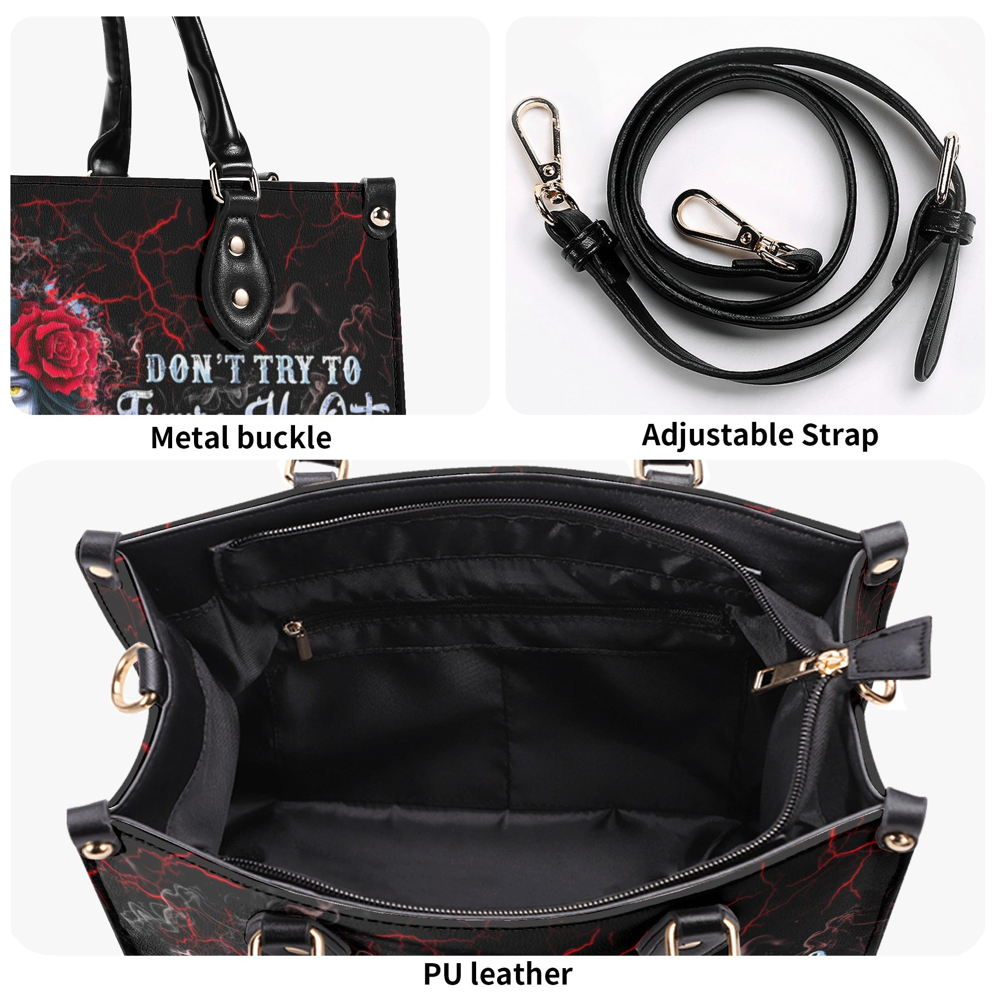 DON'T TRY TO FIGURE ME OUT SKULL LADY LEATHER HANDBAG - TLTW0711245